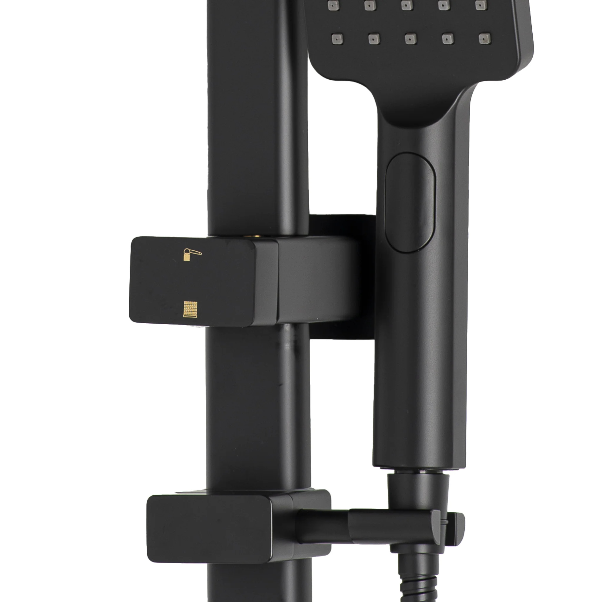 Retto Square Twin Shower System with Adjustable Rail and 250mm Head, Matte Black - Image 2