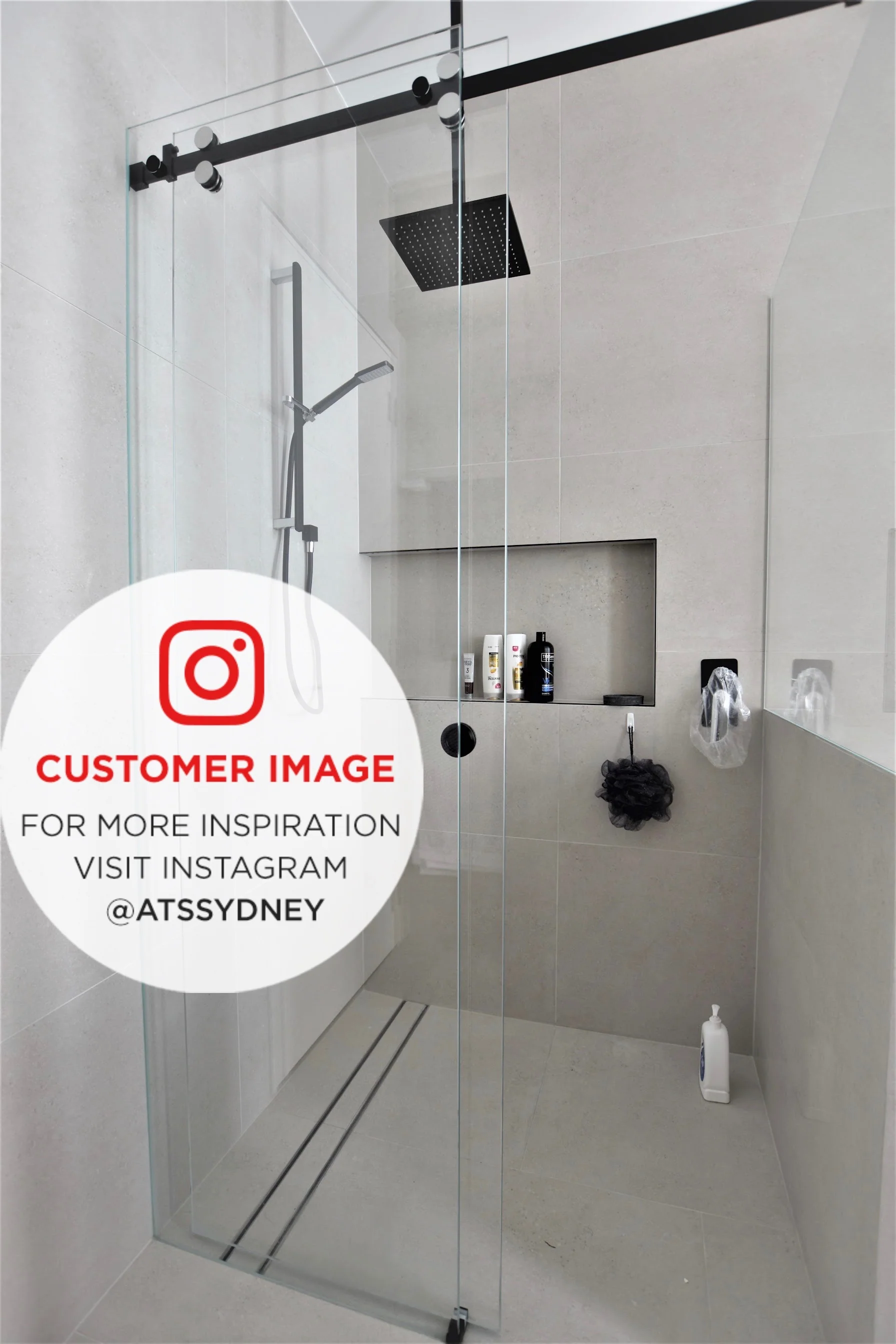 Rio Frameless Shower Screen with Sliding Door | Matte Black | - Image 2