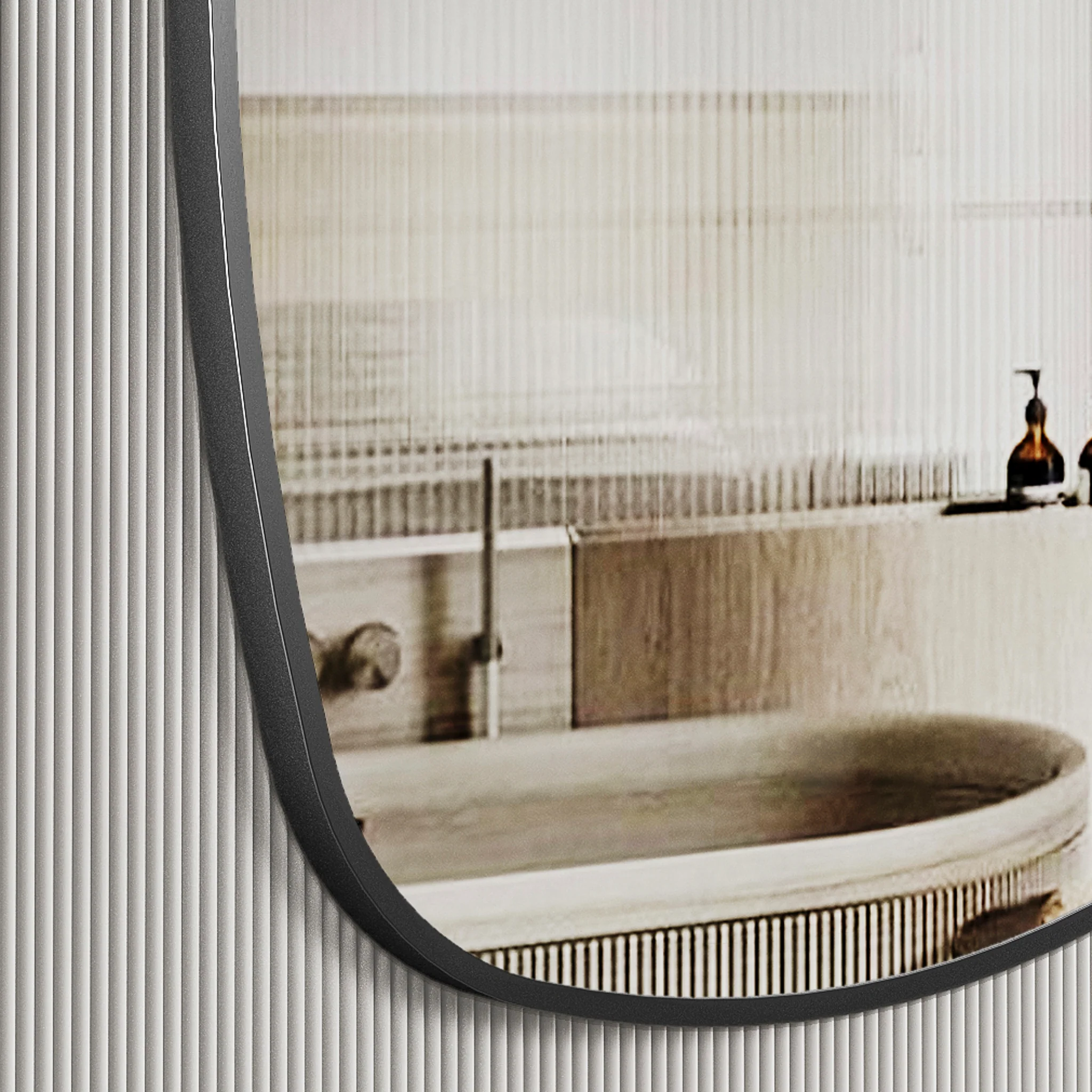 *Clearance* Riri Oblong 500mm x 900mm Framed Mirror, Matte Black Frame - Image 3