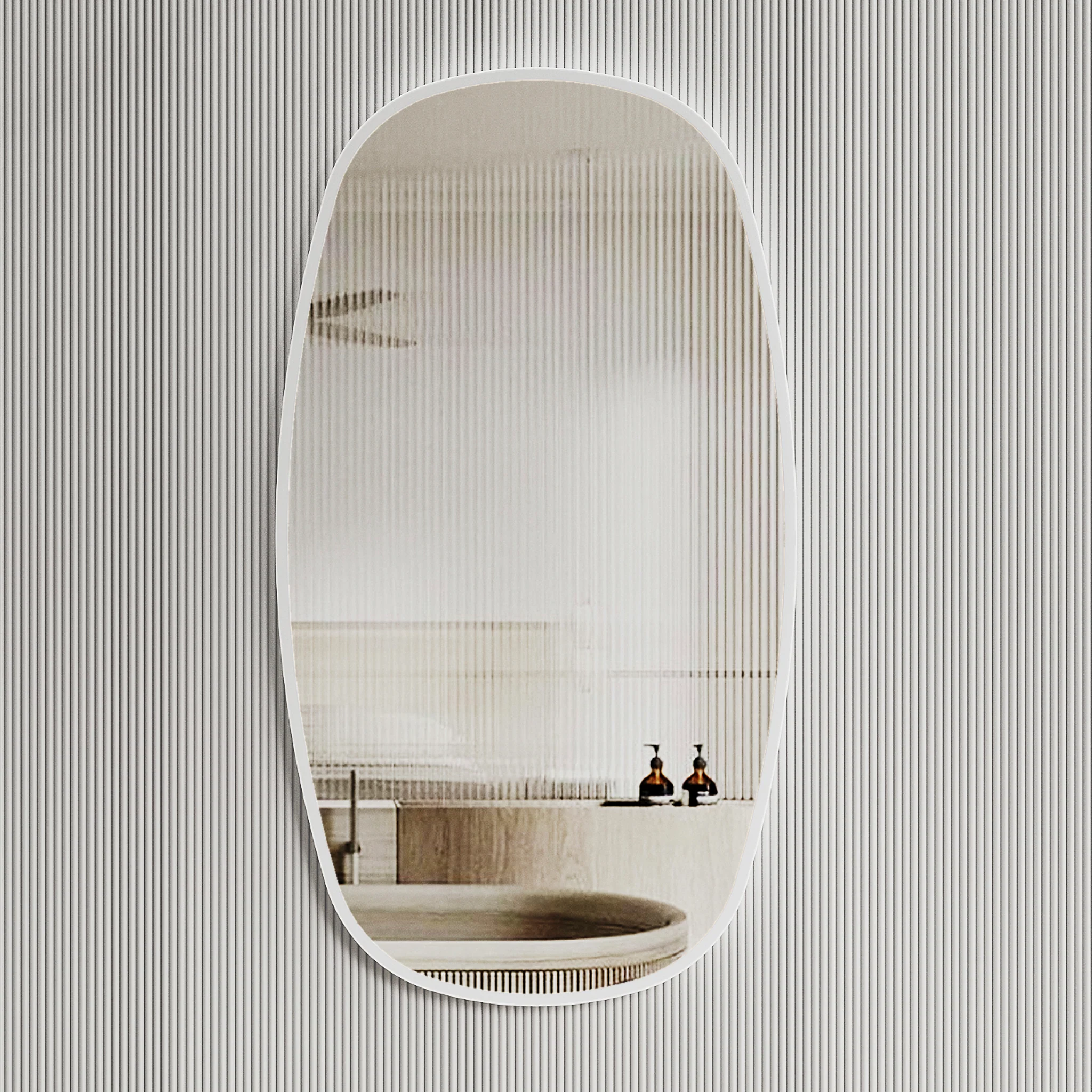 *Clearance* Riri Oblong 500mm x 900mm Framed Mirror, Matte White Frame - Image 2