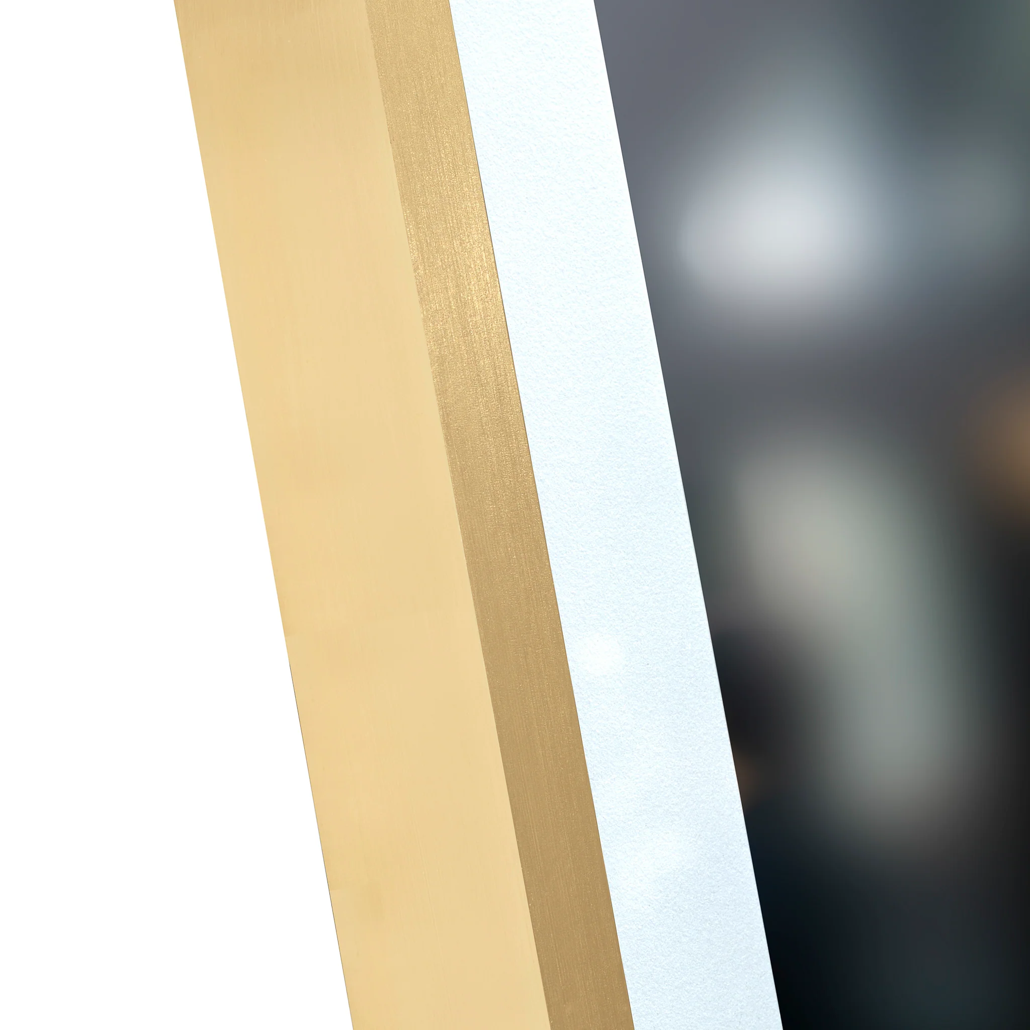 *Clearance* Riri Oblong 600mm x 900mm Frontlit LED Framed Mirror with Demister, Brushed Brass (Gold) Frame - Image 5