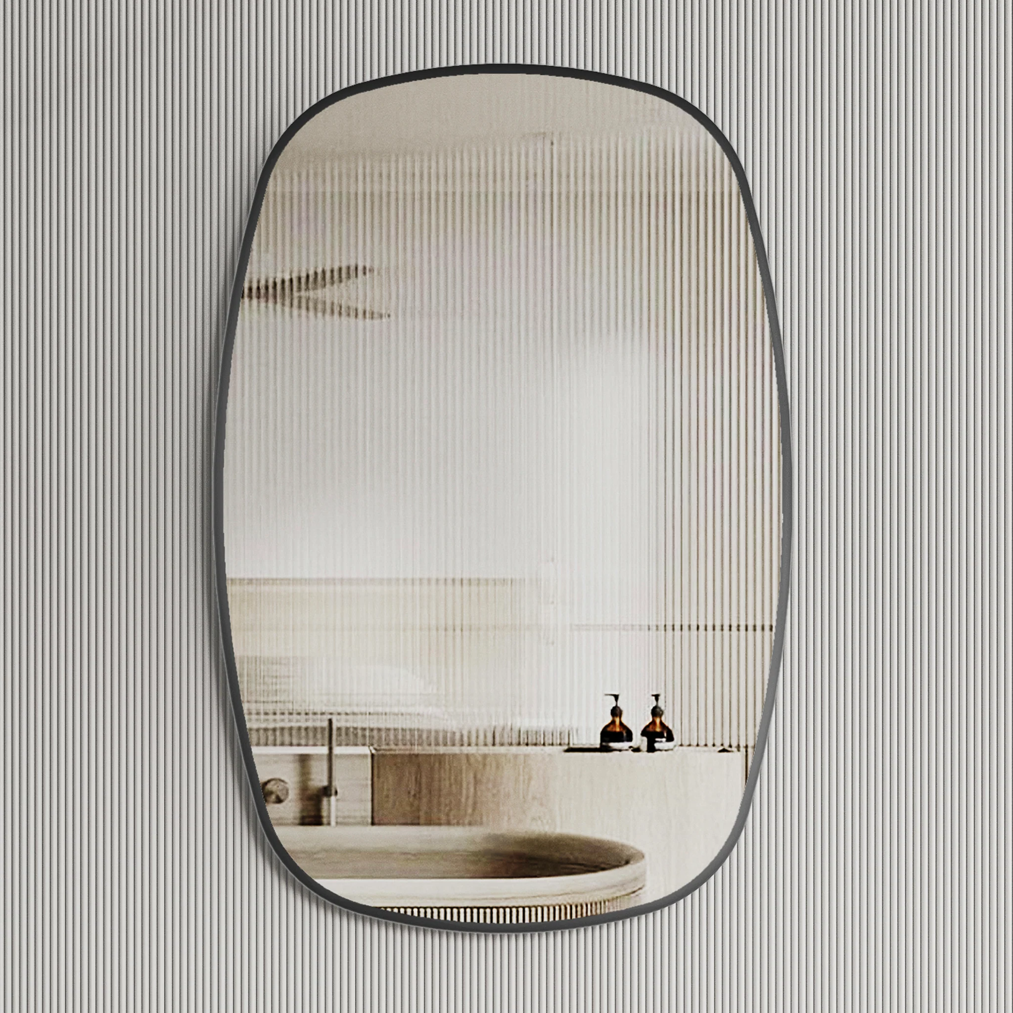*Clearance* Riri Oblong 600mm x 900mm Framed Mirror, Matte Black Frame - Image 3