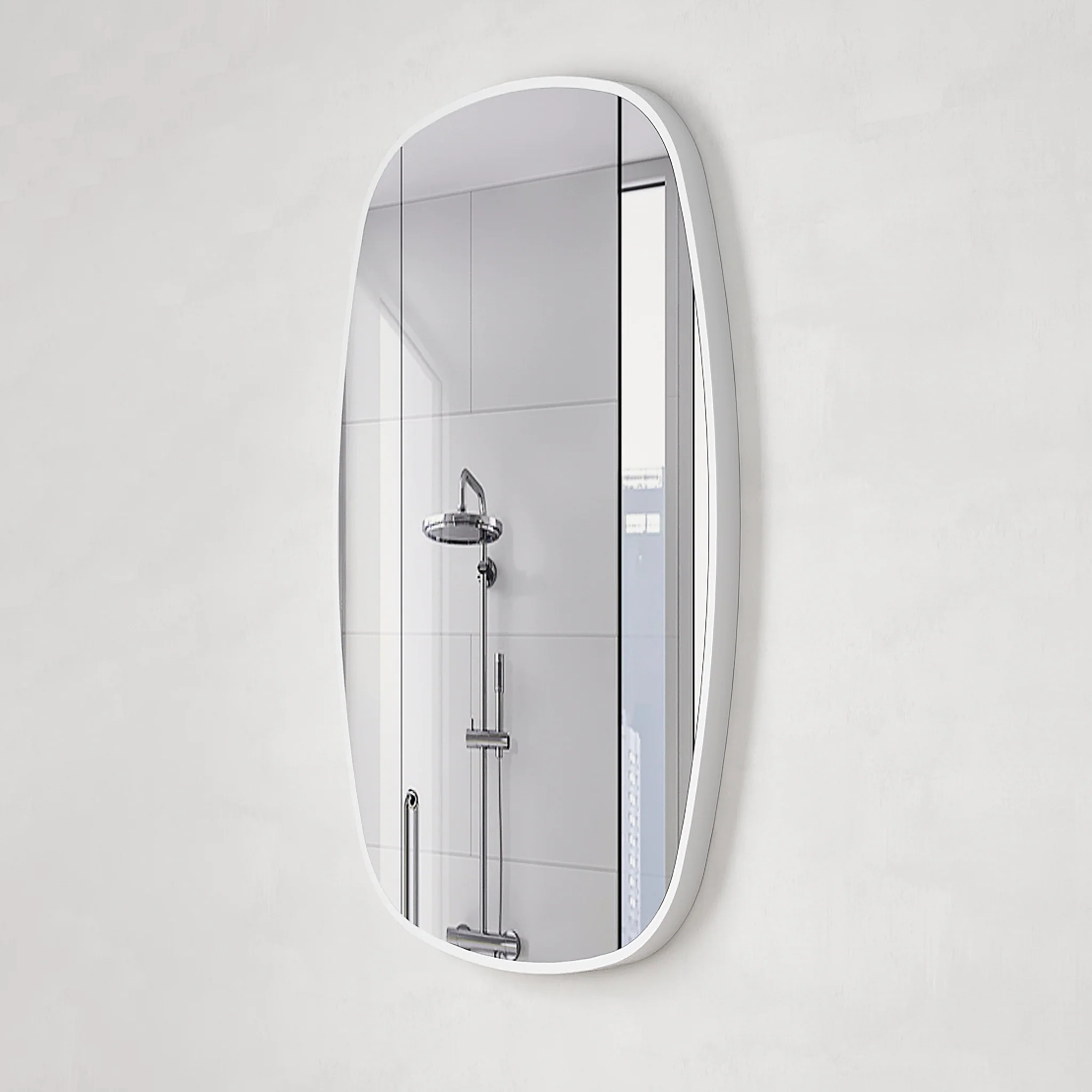 Riri Oblong 600mm x 900mm Framed Mirror, Matte White Frame