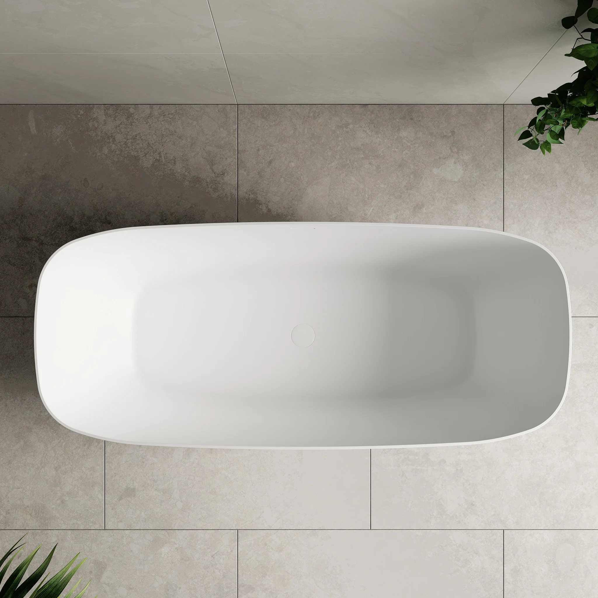 Rolo Soft Square 1700mm Artificial Stone Freestanding Bath, Matte White - Image 3