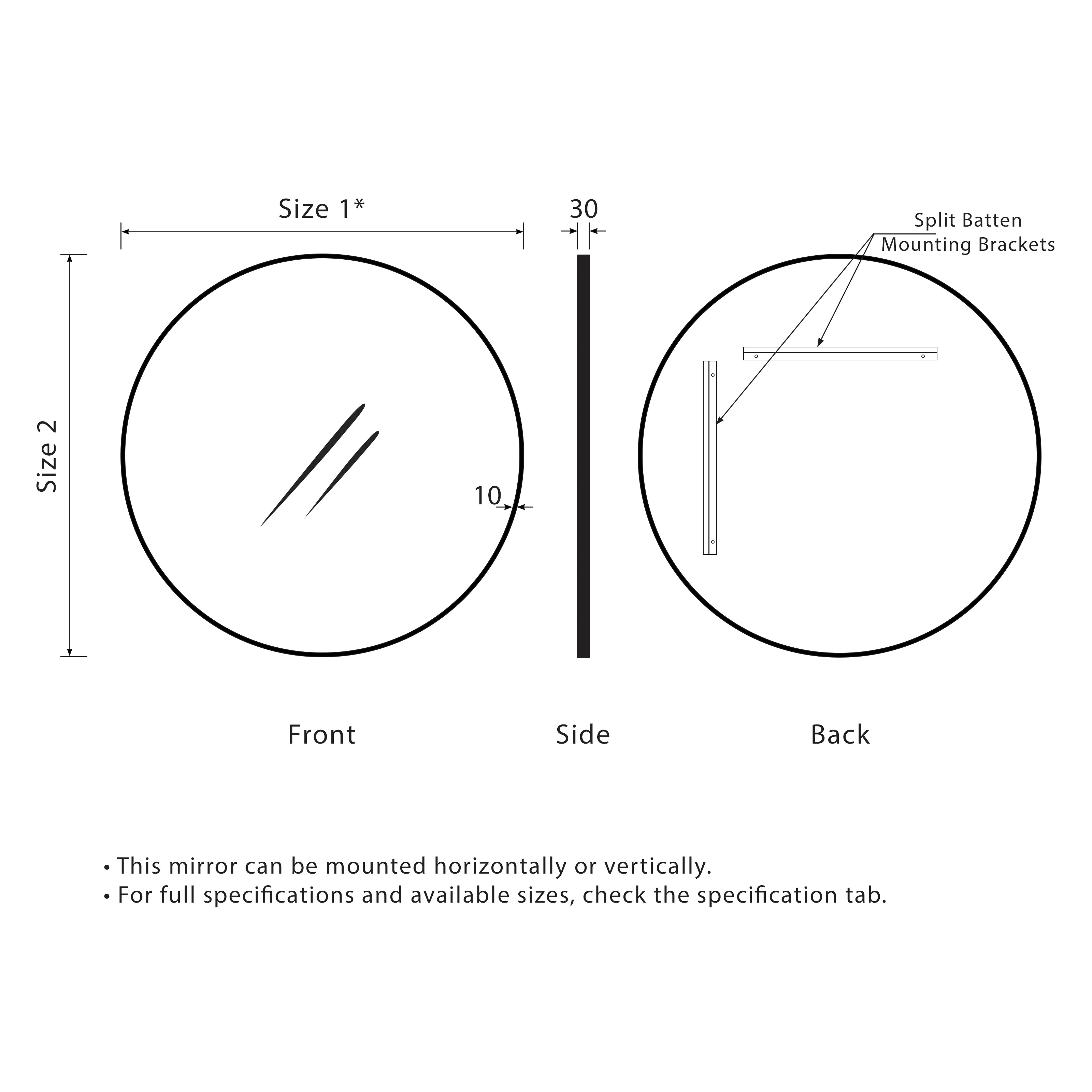 Round 900mm Mirror with Black Frame *Clearance Stock* - Image 5