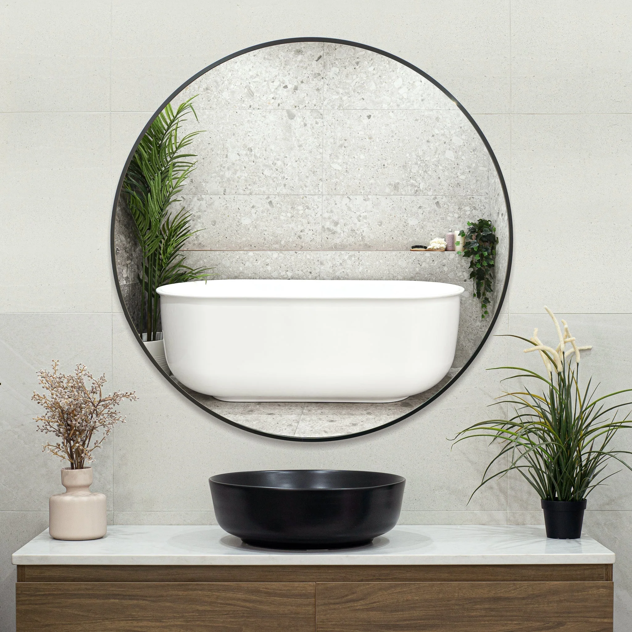 Round 900mm Mirror with Black Frame *Clearance Stock* - Image 6