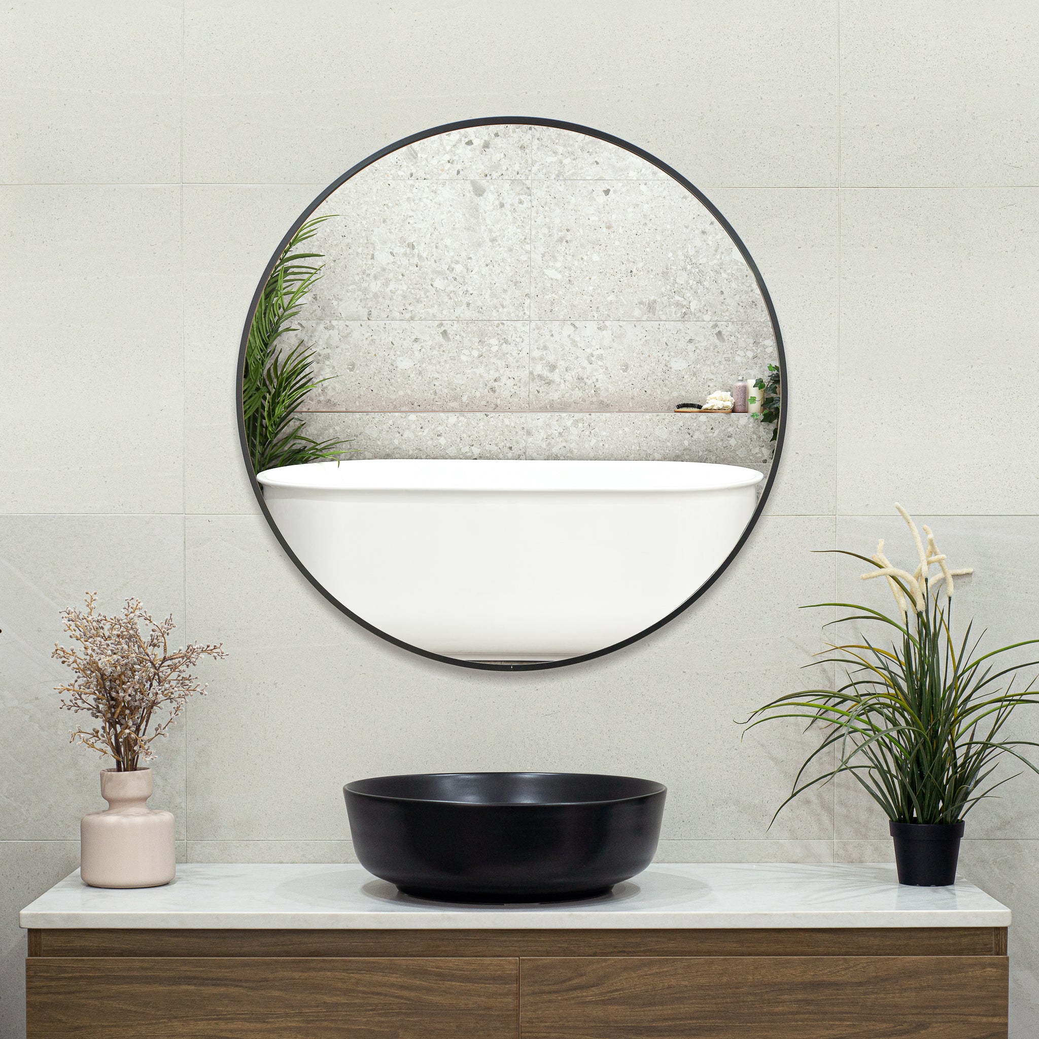 Round Mirror with Black Frame. Available 600mm, 750mm, 900mm, 1000mm *Clearance Stock* - Image 7
