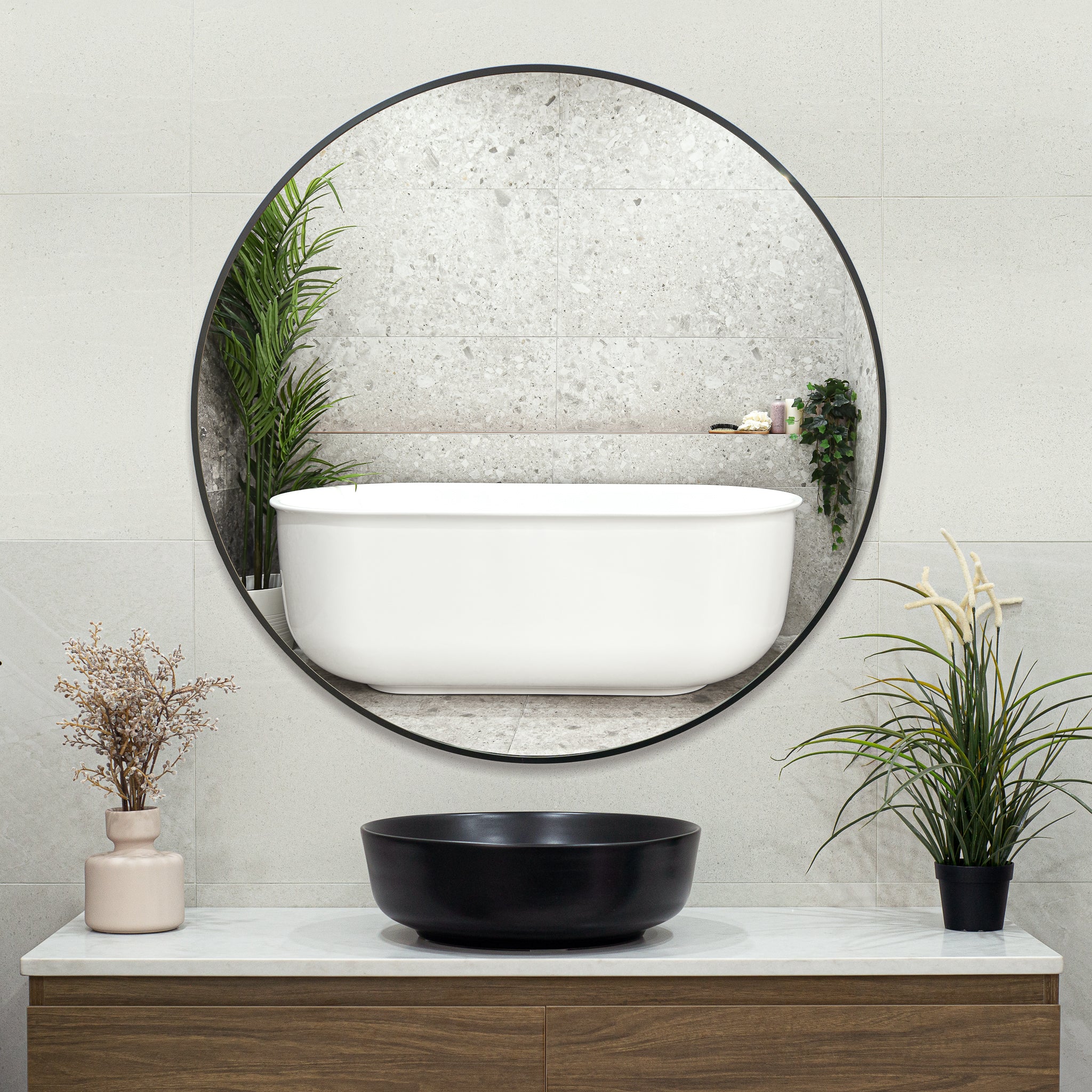 Round Mirror with Black Frame. Available 600mm, 750mm, 900mm, 1000mm *Clearance Stock* - Image 8