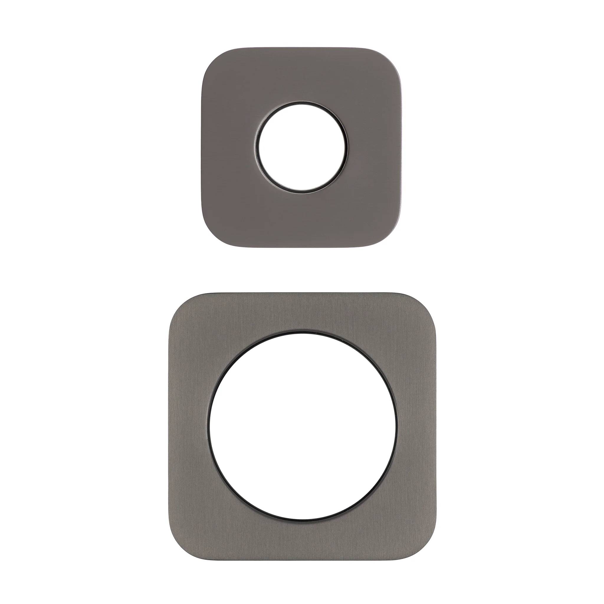 Soft Square 60mm & 45mm Plates for Kiki/Jena Wall Diverter, PVD Brushed Gunmetal - Image 2