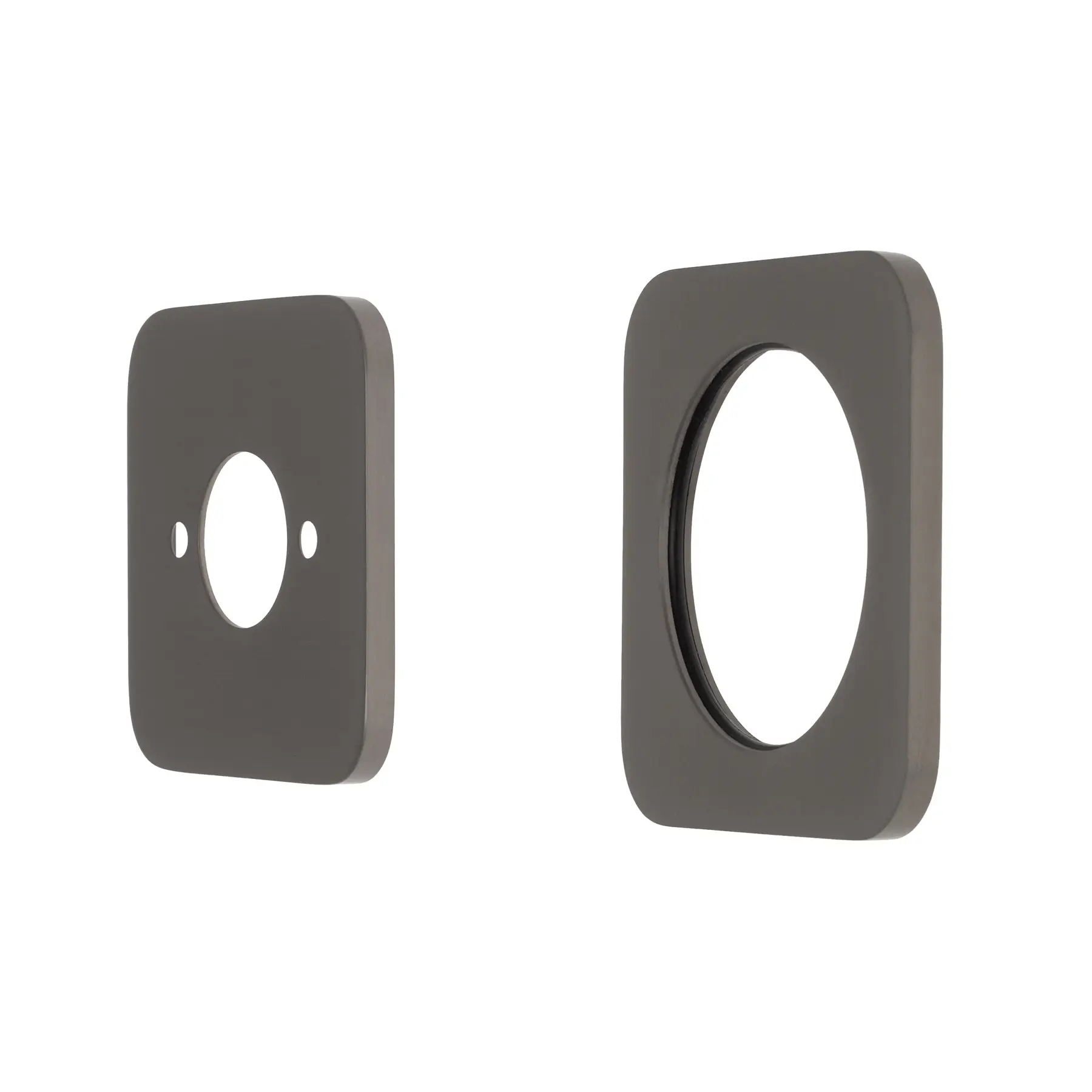 Soft Square 60mm Plates for Kiki/Jena Wall Mixer with Spout, PVD Brushed Gunmetal - Image 3