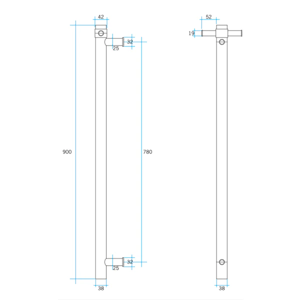 Thermogroup Round Single Bar Vertical Heated Towel Rail | Brushed Nickel | - Image 3