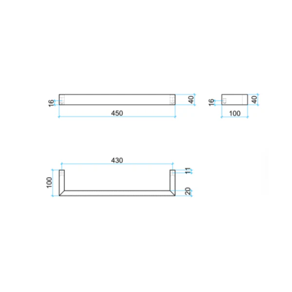 Thermogroup Square Single Bar Heated Towel Rail 450mm | Polished Stainless | - Image 2