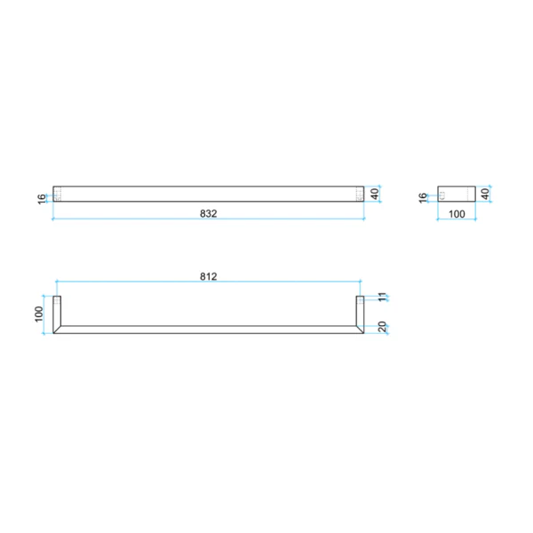 Thermogroup Square Single Bar Heated Towel Rail 832mm | Matte Black | - Image 2