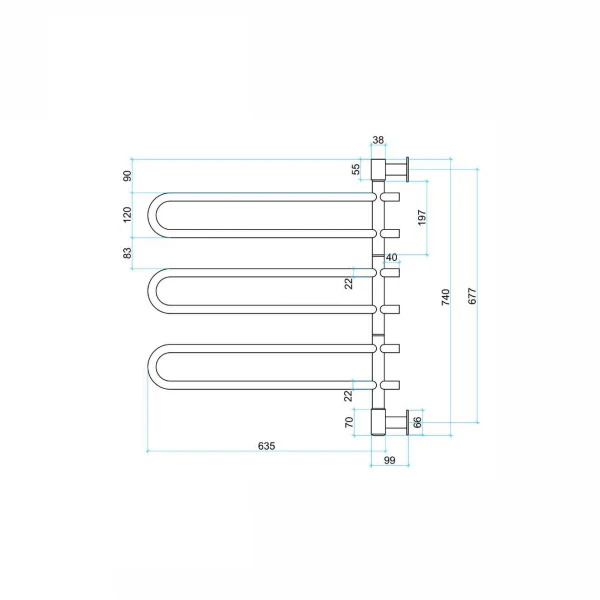 Thermogroup Thermorail Round Swivel Heated Towel Rail 675mm | Polished Stainless | - Image 2