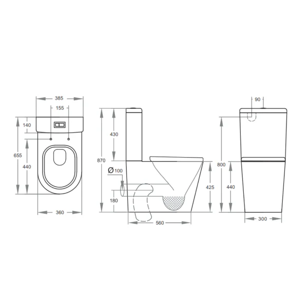 Tiffalo Rimless Back to Wall Toilet Suite, Matte White - Image 11