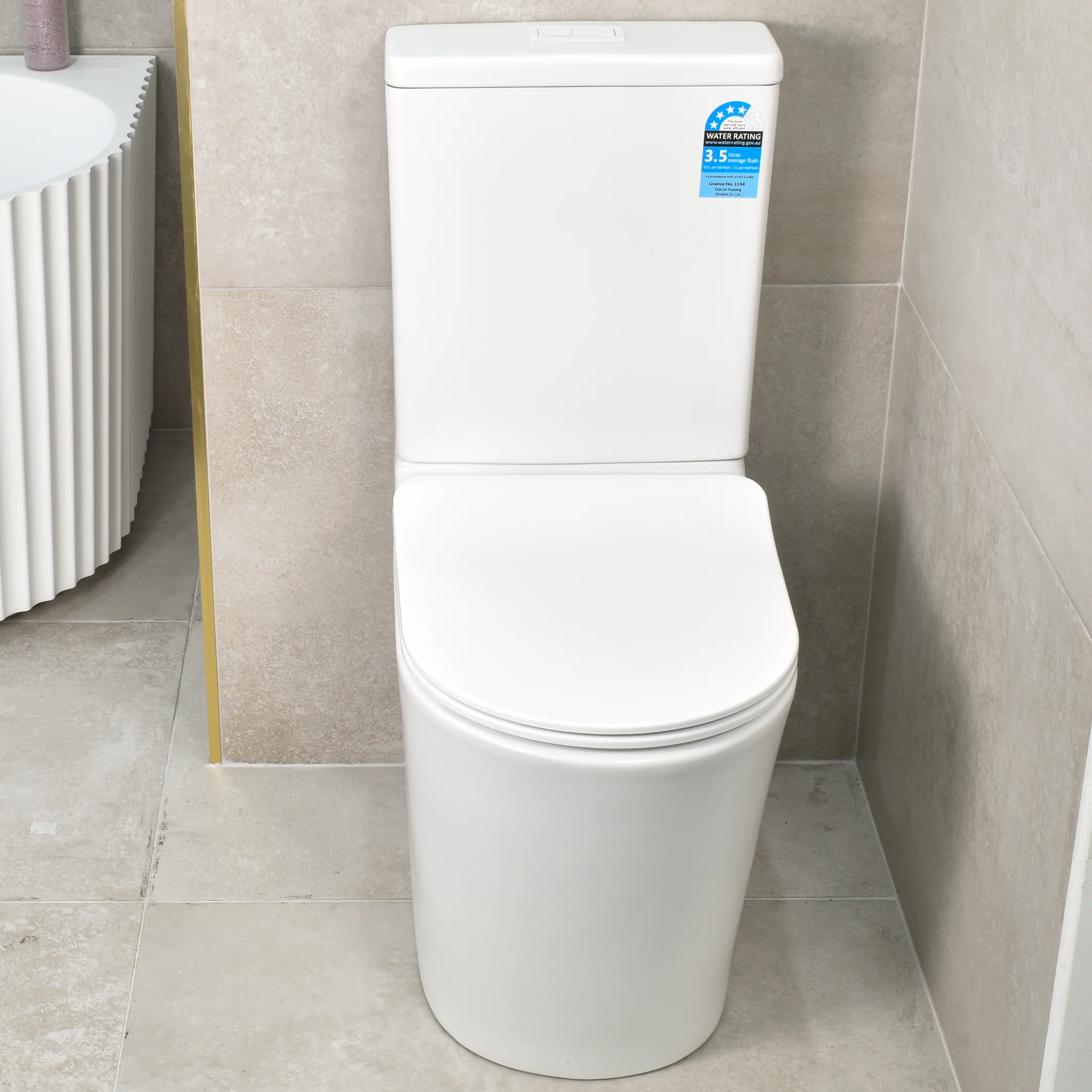 Tiffalo Rimless Back to Wall Toilet Suite, Matte White - Image 2