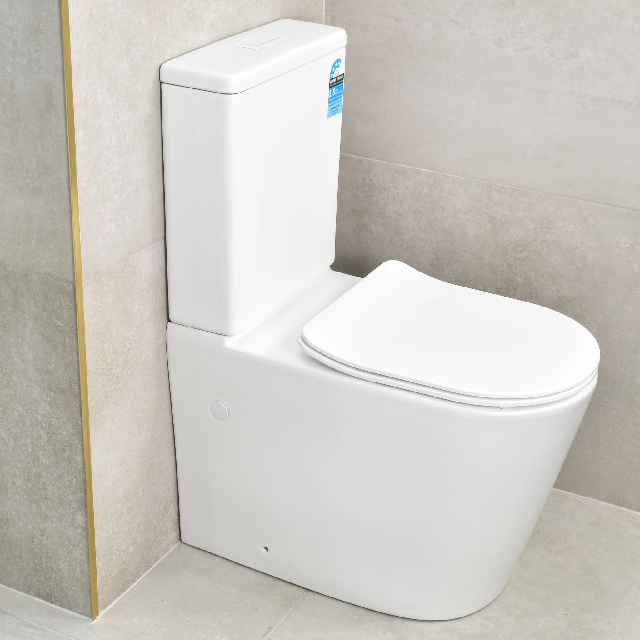 Tiffalo Rimless Back to Wall Toilet Suite, Matte White - Image 7