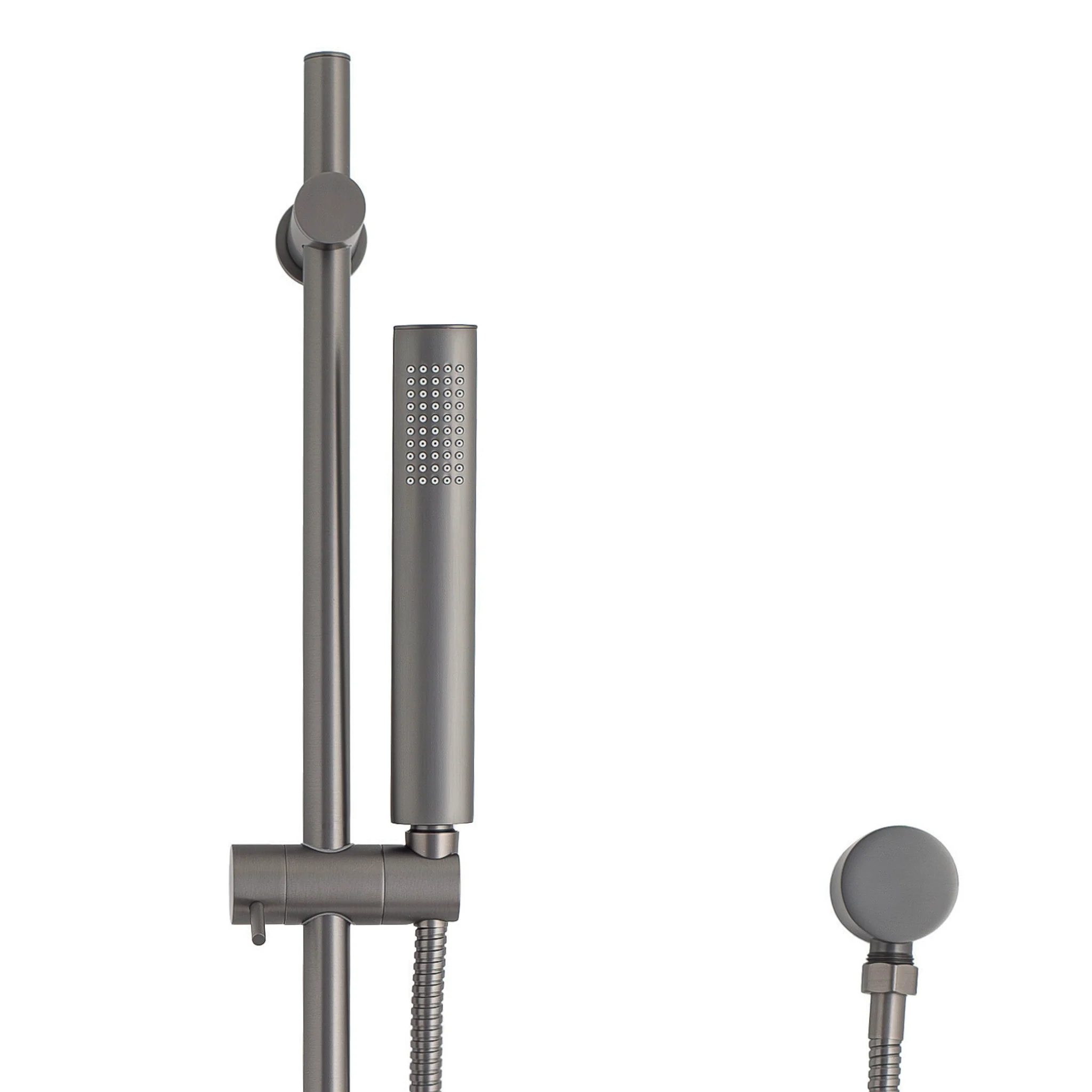 Tube Round Hand Shower on Rail, Brushed Gunmetal - Image 3