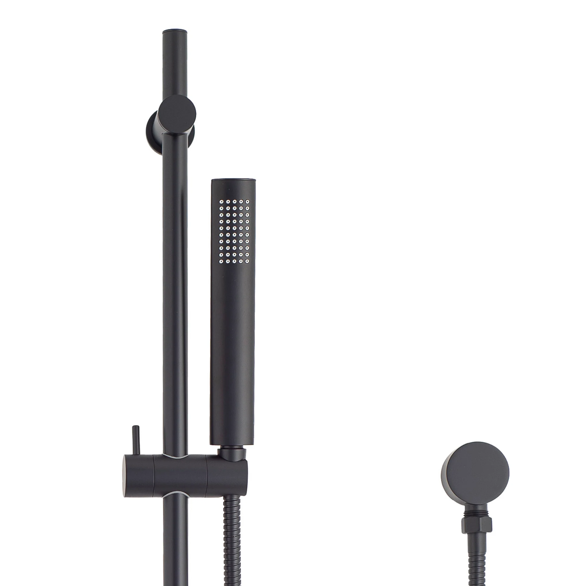 Tube Round Hand Shower on Rail, Matte Black - Image 3
