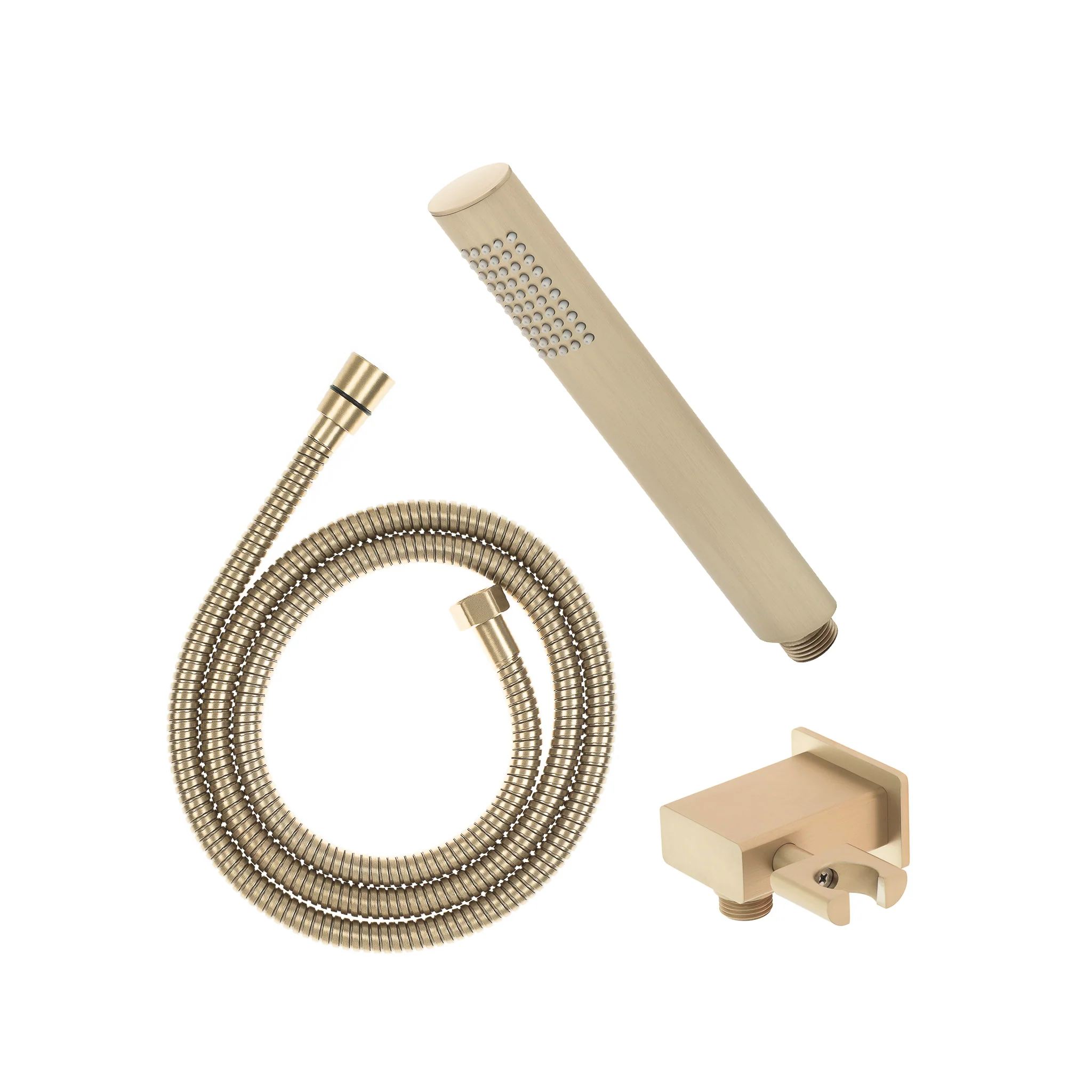 Tube Round Hand Shower with Holder, Brushed Brass (Gold) - Image 4