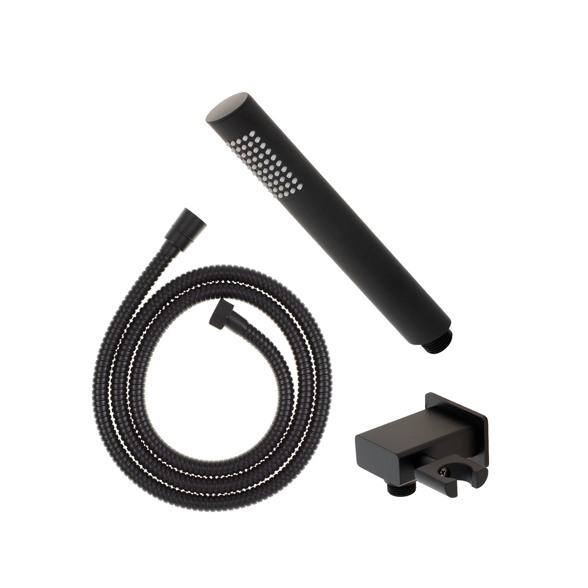 Tube Round Hand Shower with Holder, Matte Black - Image 4