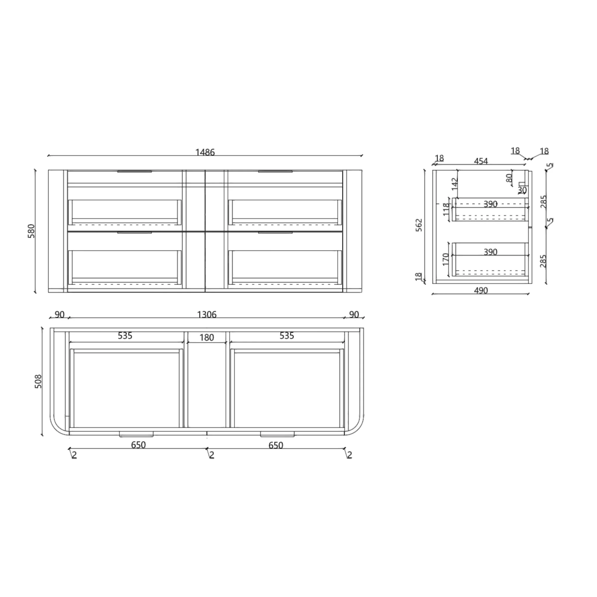 *Clearance* Tura Groove 1500mm Curved Wall Hung Vanity Cabinet, Matte White - Image 13