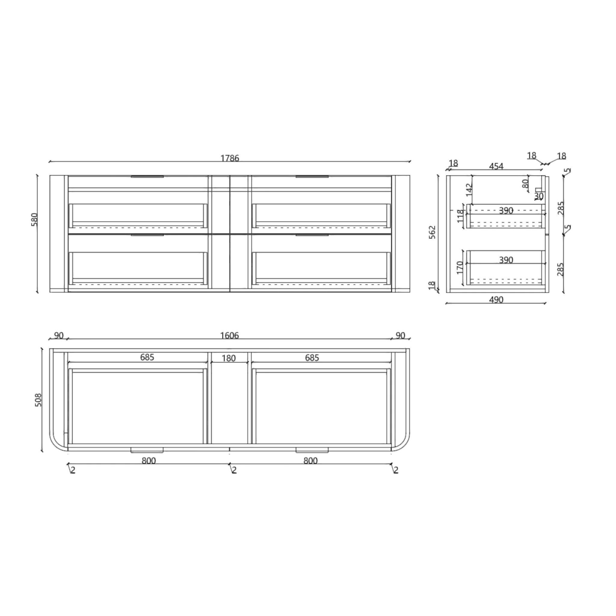 *Clearance* Tura Groove 1800mm Curved Wall Hung Vanity Cabinet, Matte Black - Image 14