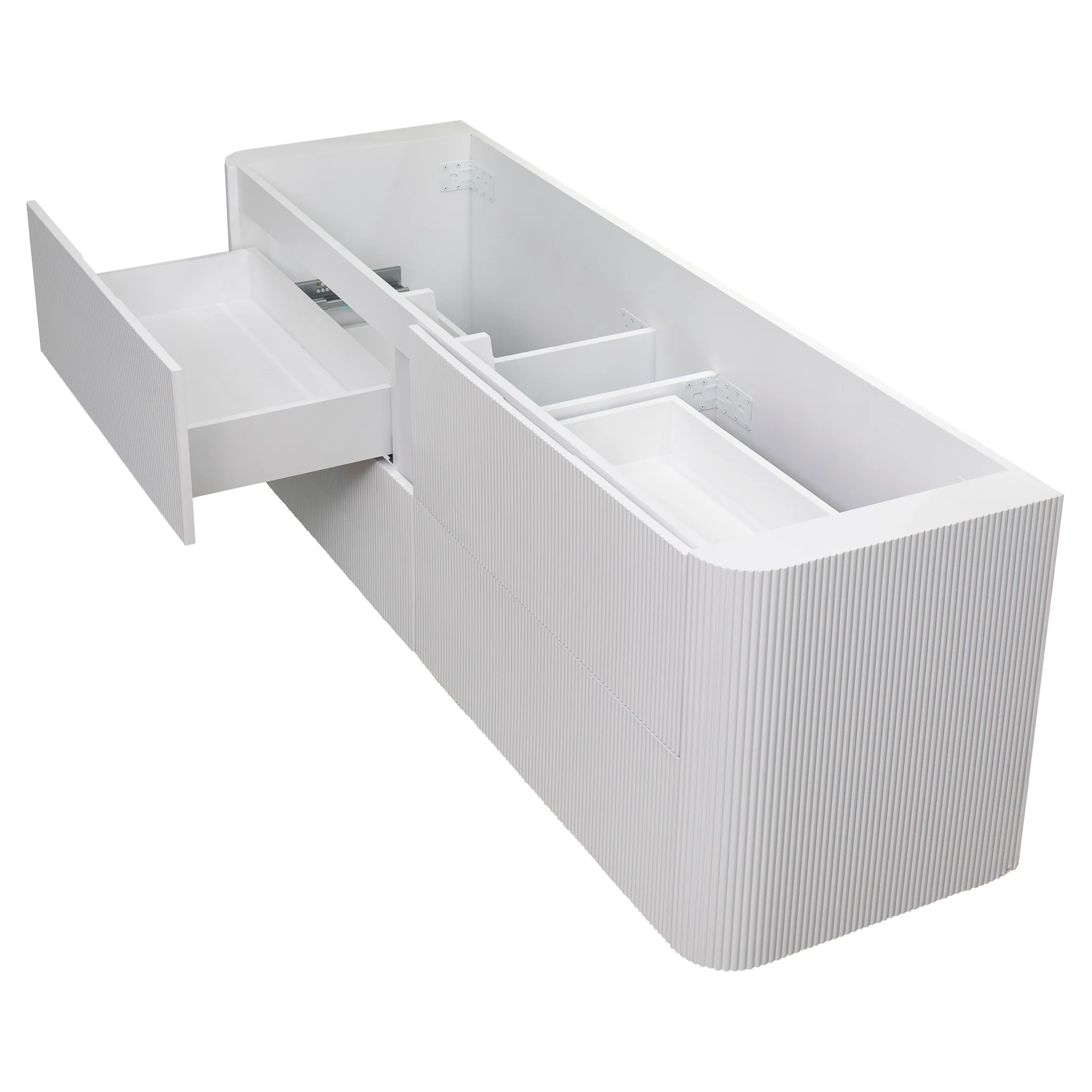 *Clearance* Tura Groove 1800mm Curved Wall Hung Vanity Cabinet, Matte White - Image 13