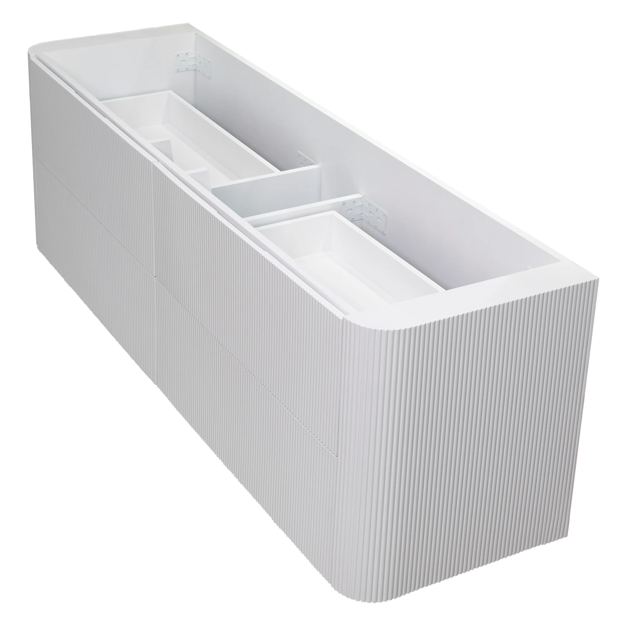 *Clearance* Tura Groove 1800mm Curved Wall Hung Vanity Cabinet, Matte White - Image 14