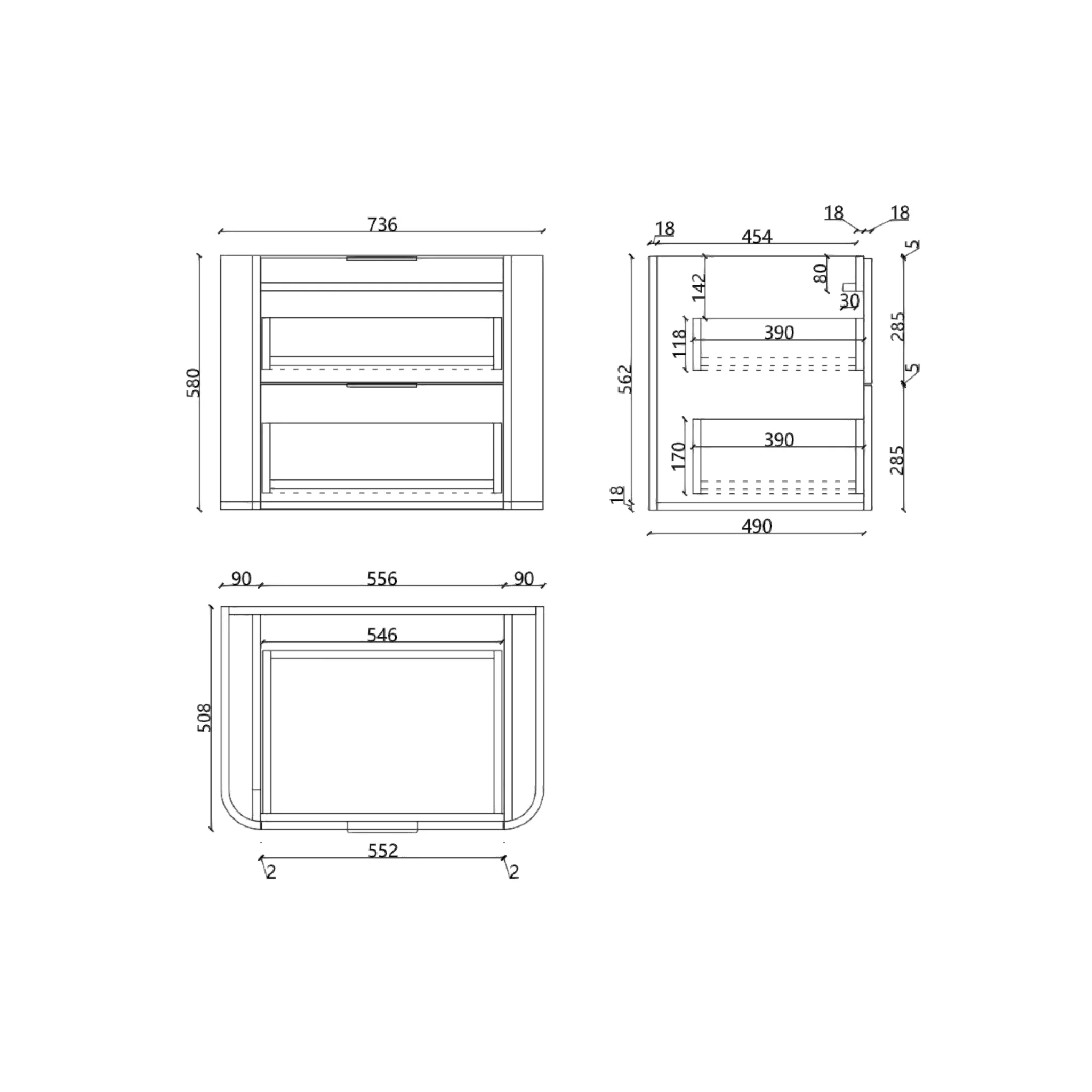 *Clearance* Tura Groove 750mm Curved Wall Hung Vanity Cabinet, Matte White - Image 17