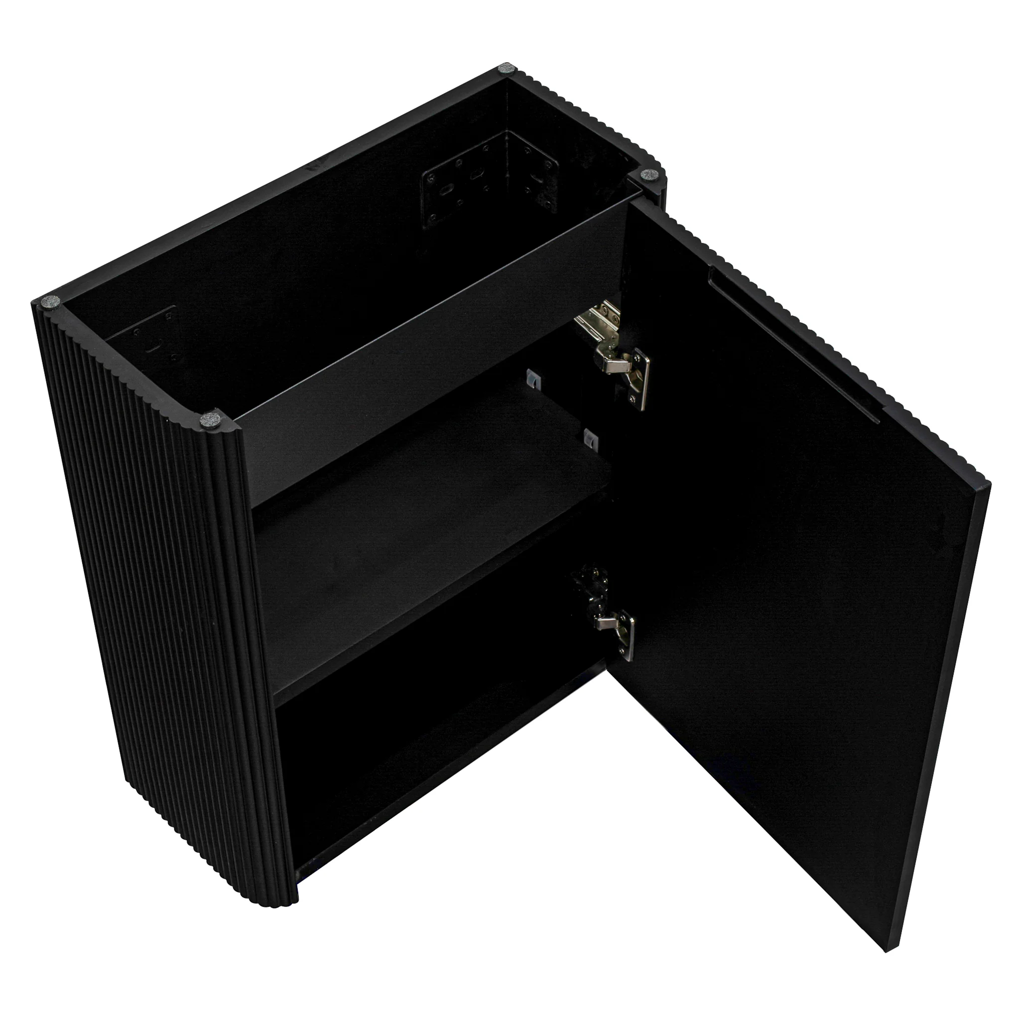 *Clearance* Tura Groove Petite 500mm Curved Wall Hung Slim Vanity Cabinet, Matte Black - Image 8