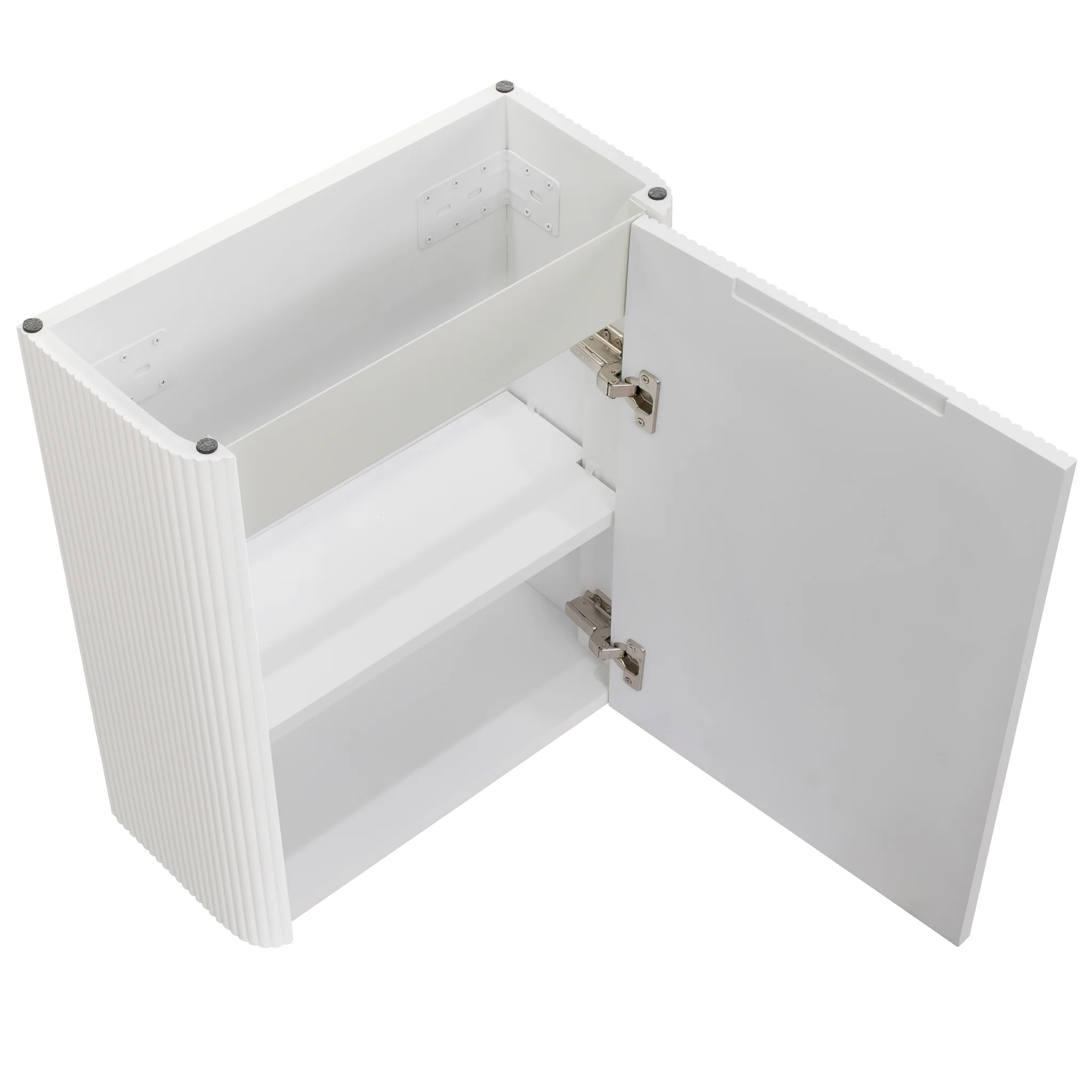*Clearance* Tura Groove Petite 500mm Curved Wall Hung Slim Vanity Cabinet, Matte White - Image 8