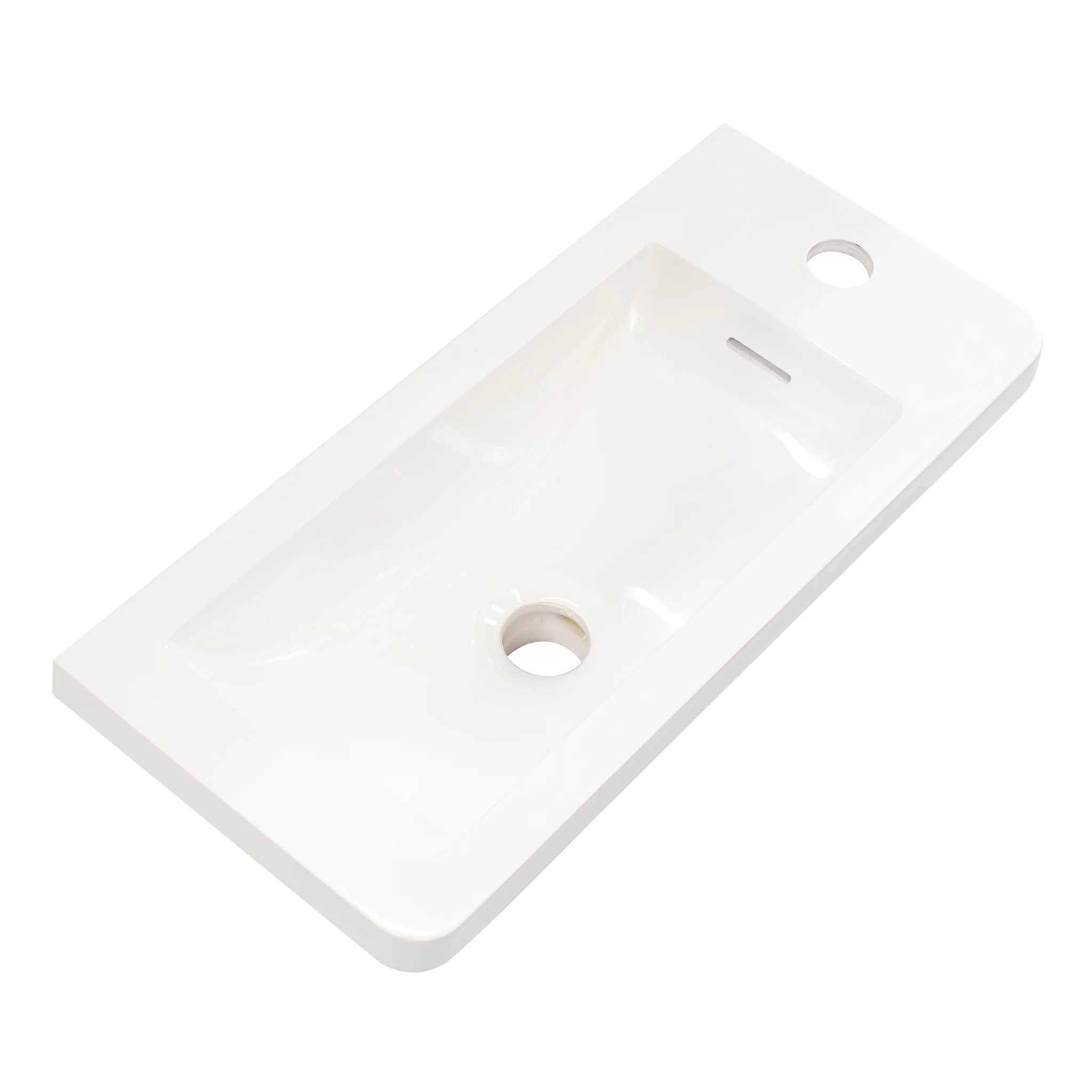 Tura Petite 500 x 225mm Curved Polymarble Vanity Top with Integrated Sink and Overflow, Gloss White