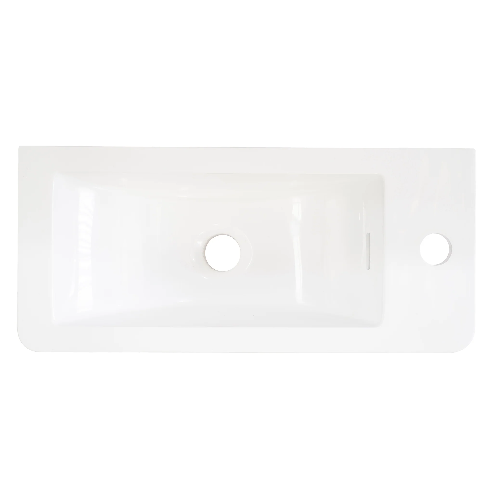 Tura Petite 500 x 225mm Curved Polymarble Vanity Top with Integrated Sink and Overflow, Gloss White - Image 2