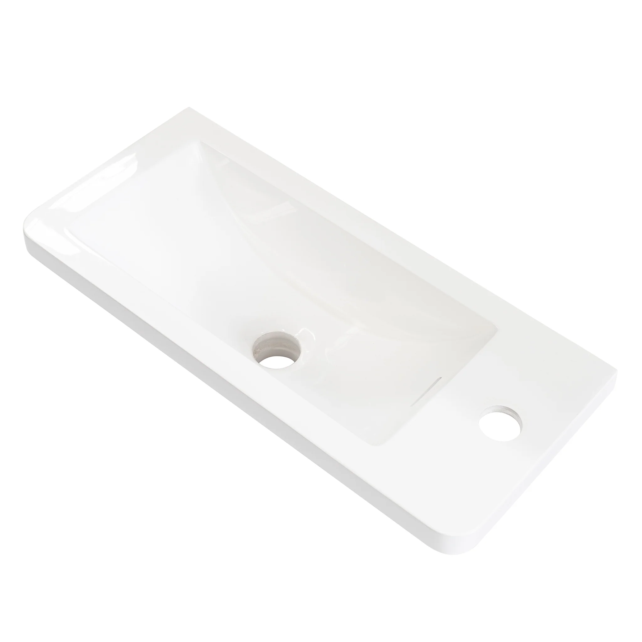 Tura Petite 500 x 225mm Curved Polymarble Vanity Top with Integrated Sink and Overflow, Gloss White - Image 3