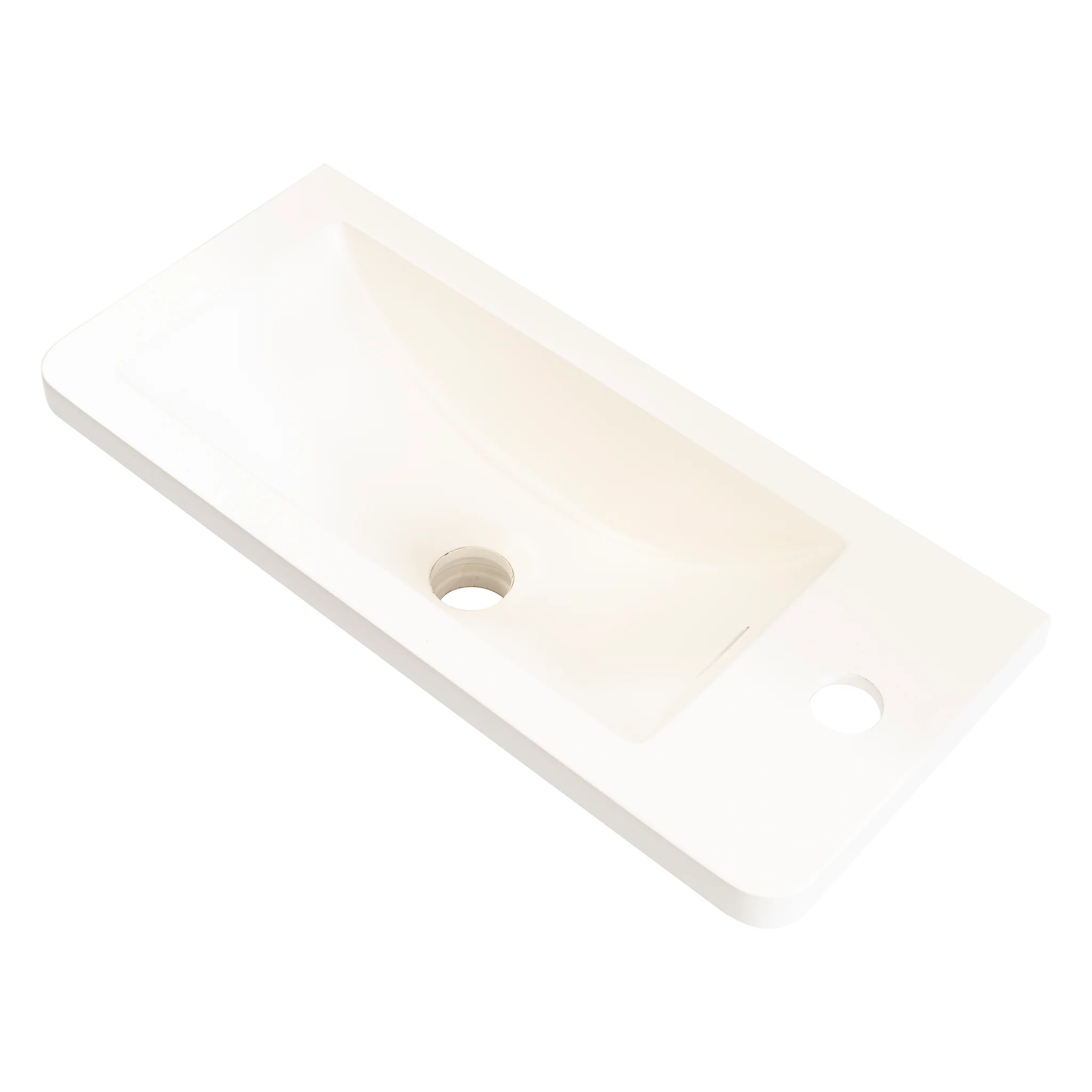 Tura Petite 500 x 225mm Curved Polymarble Vanity Top with Integrated Sink and Overflow, Matte White - Image 3