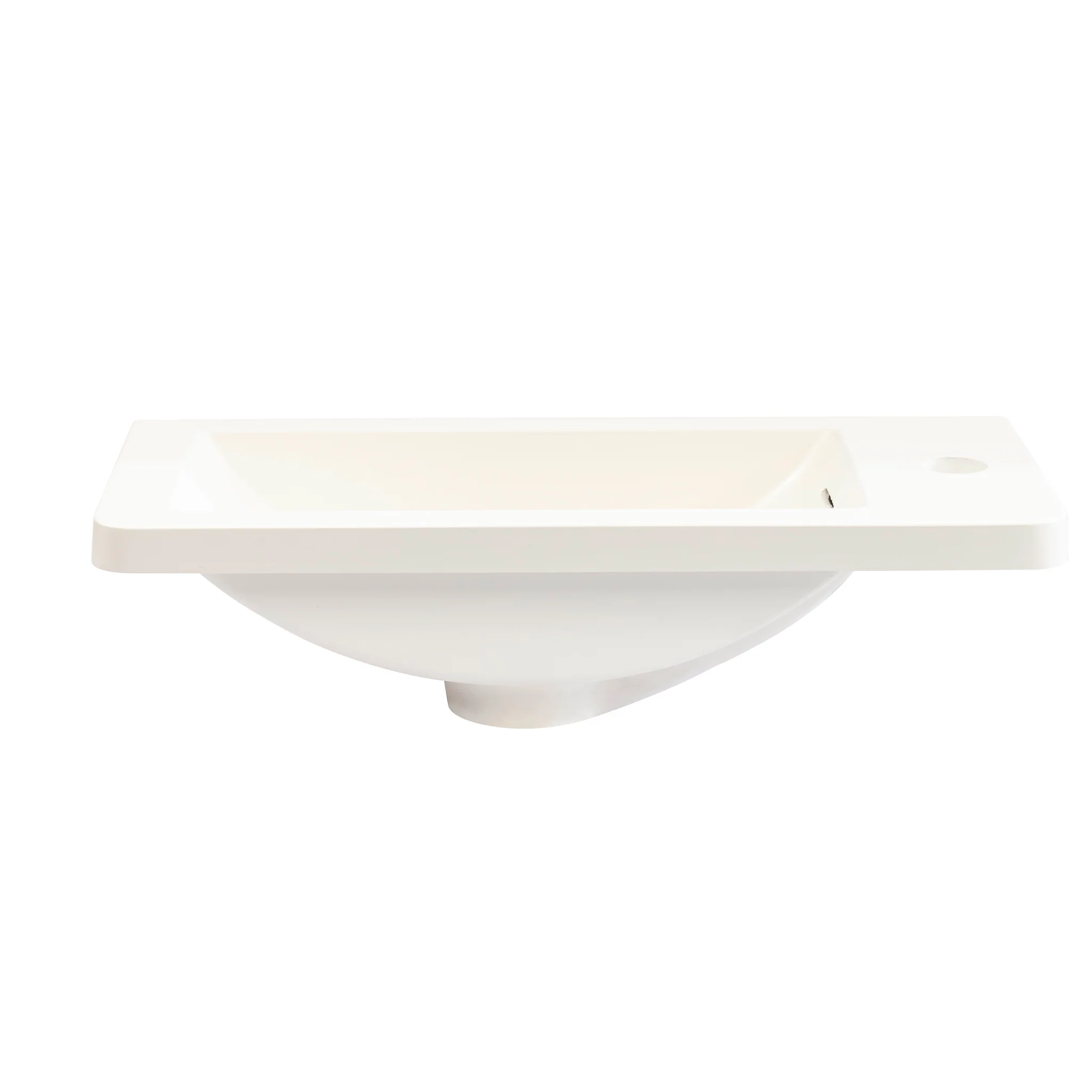 Tura Petite 500 x 225mm Curved Polymarble Vanity Top with Integrated Sink and Overflow, Matte White - Image 4