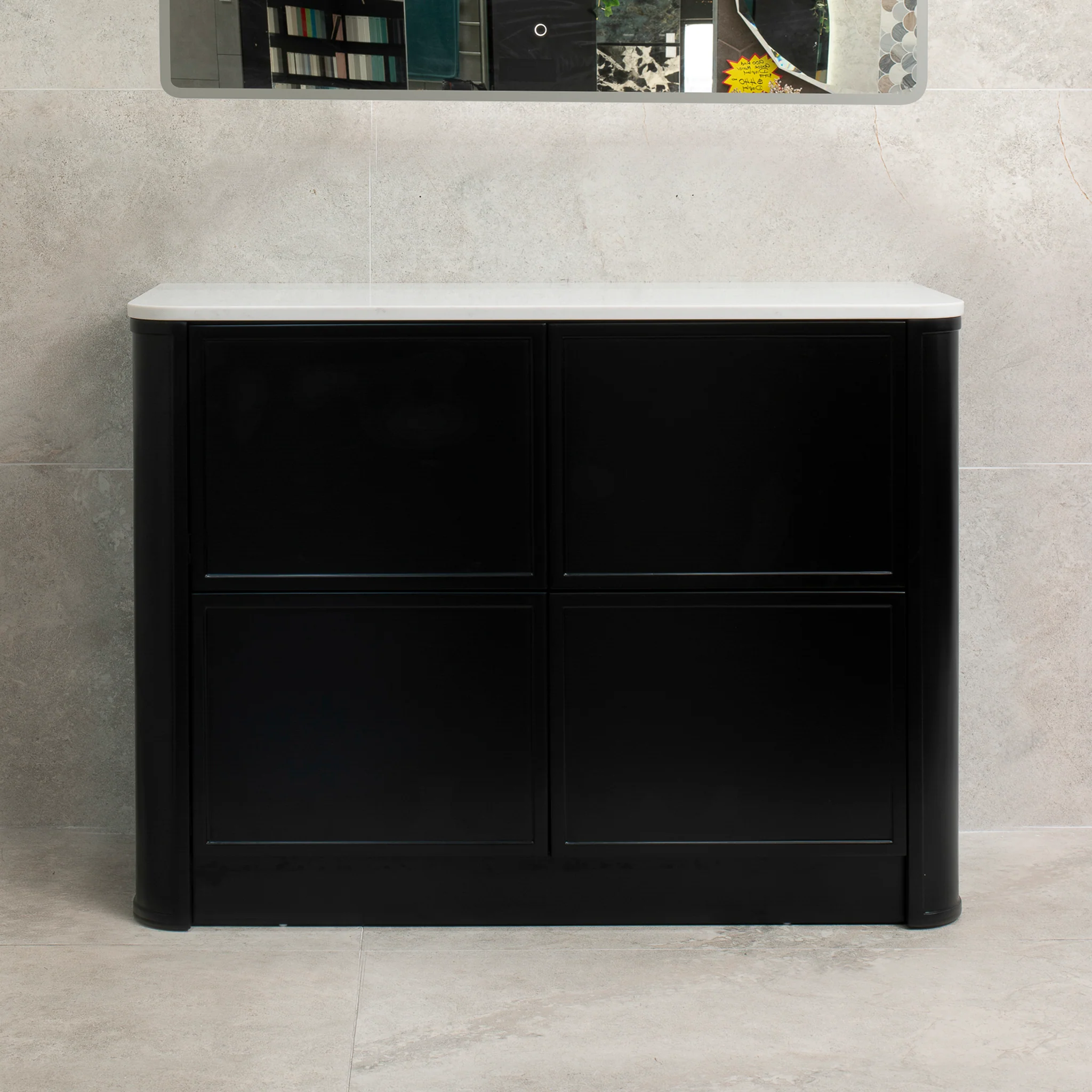 Tura Shaker 1200mm Curved Floorstanding Vanity Cabinet, Matte Black - Image 3