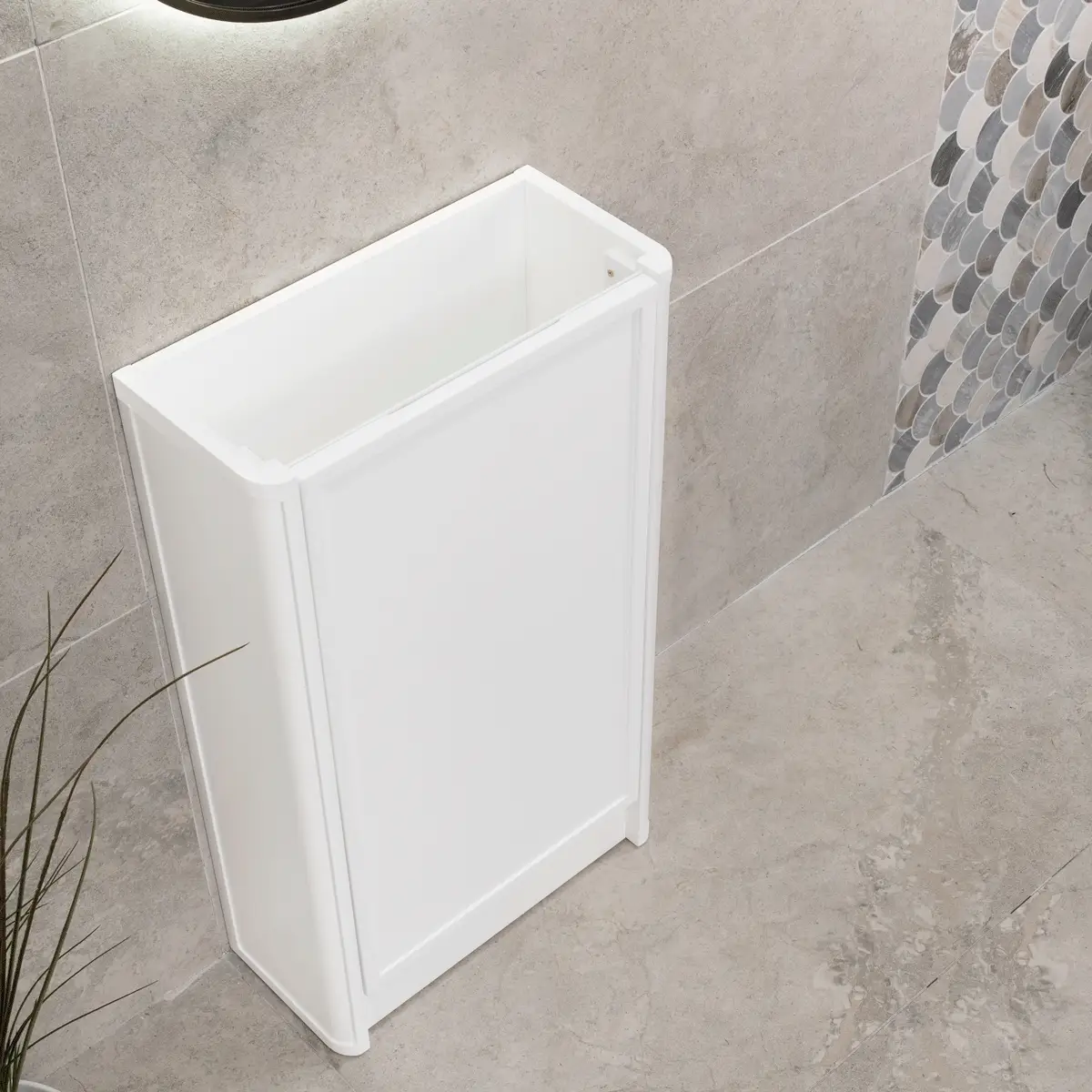 Tura Shaker Petite 500mm Curved Floorstanding Slim Vanity Cabinet, Matte White - Image 4