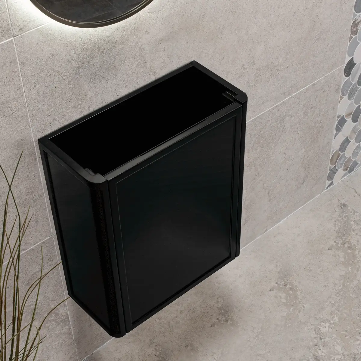 Tura Shaker Petite 500mm Curved Wall Hung Slim Vanity Cabinet, Matte Black - Image 4