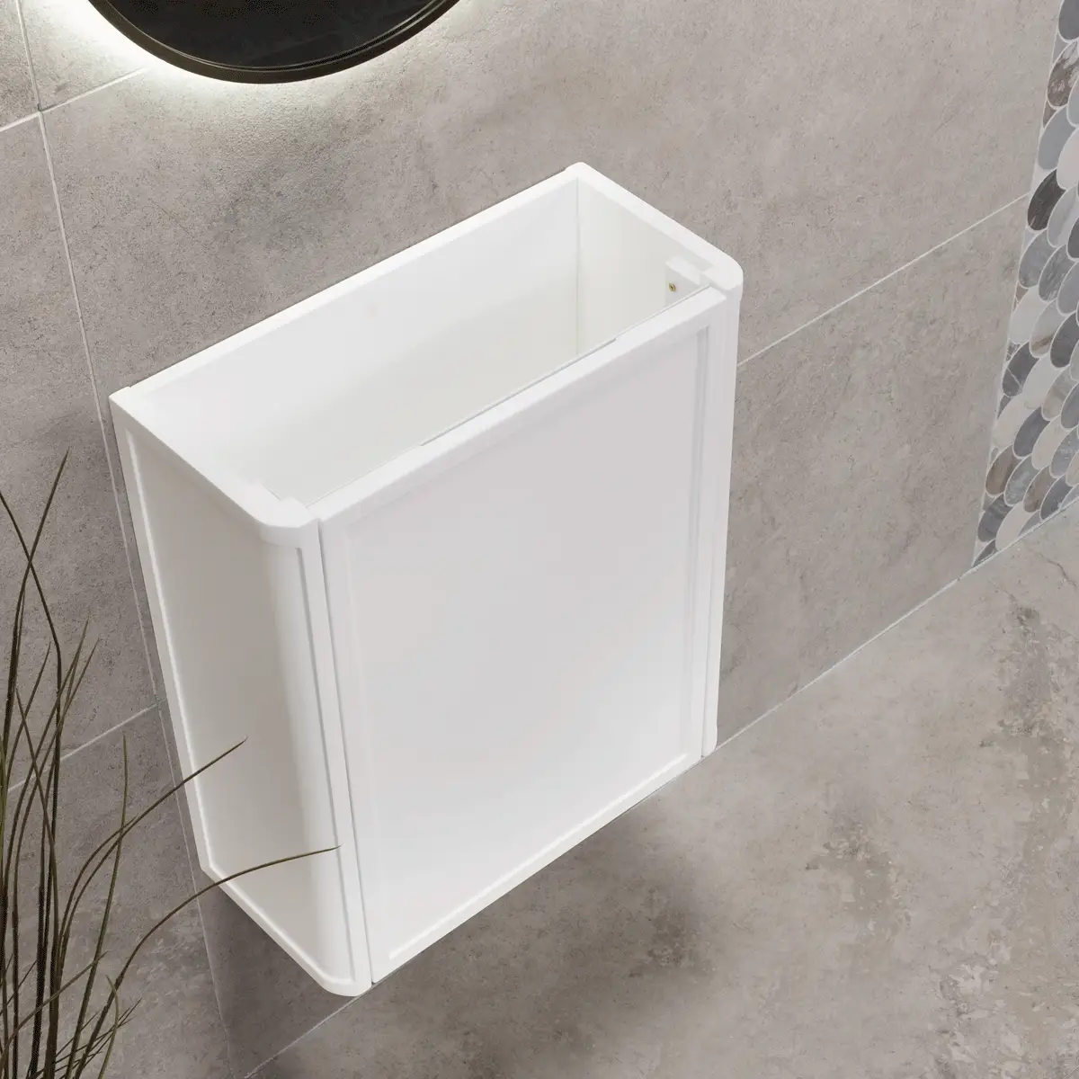 Tura Shaker Petite 500mm Curved Wall Hung Slim Vanity Cabinet, Matte White - Image 4