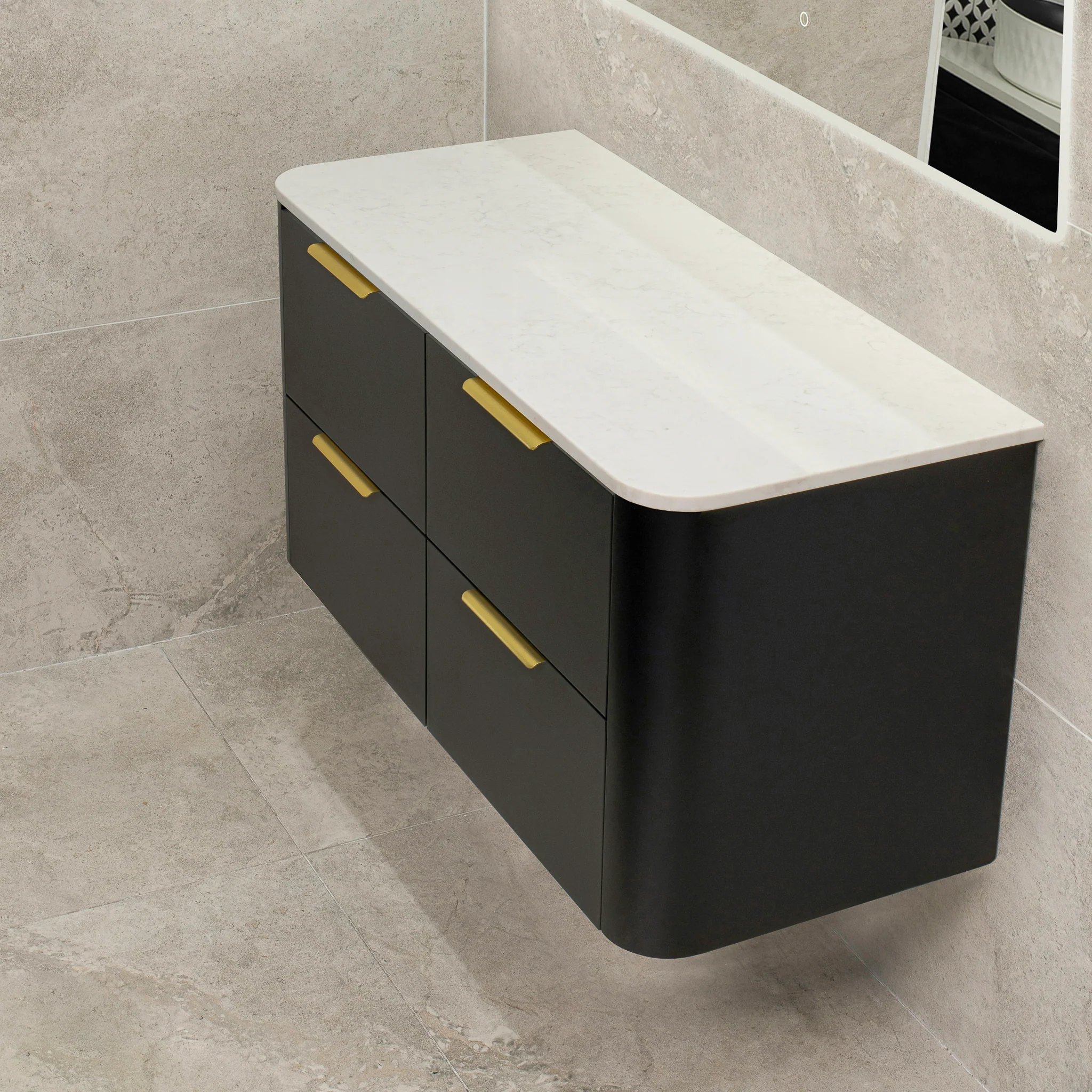 *Clearance* Tura Smooth 1200mm Curved Wall Hung Vanity Cabinet, Matte Black - Image 12