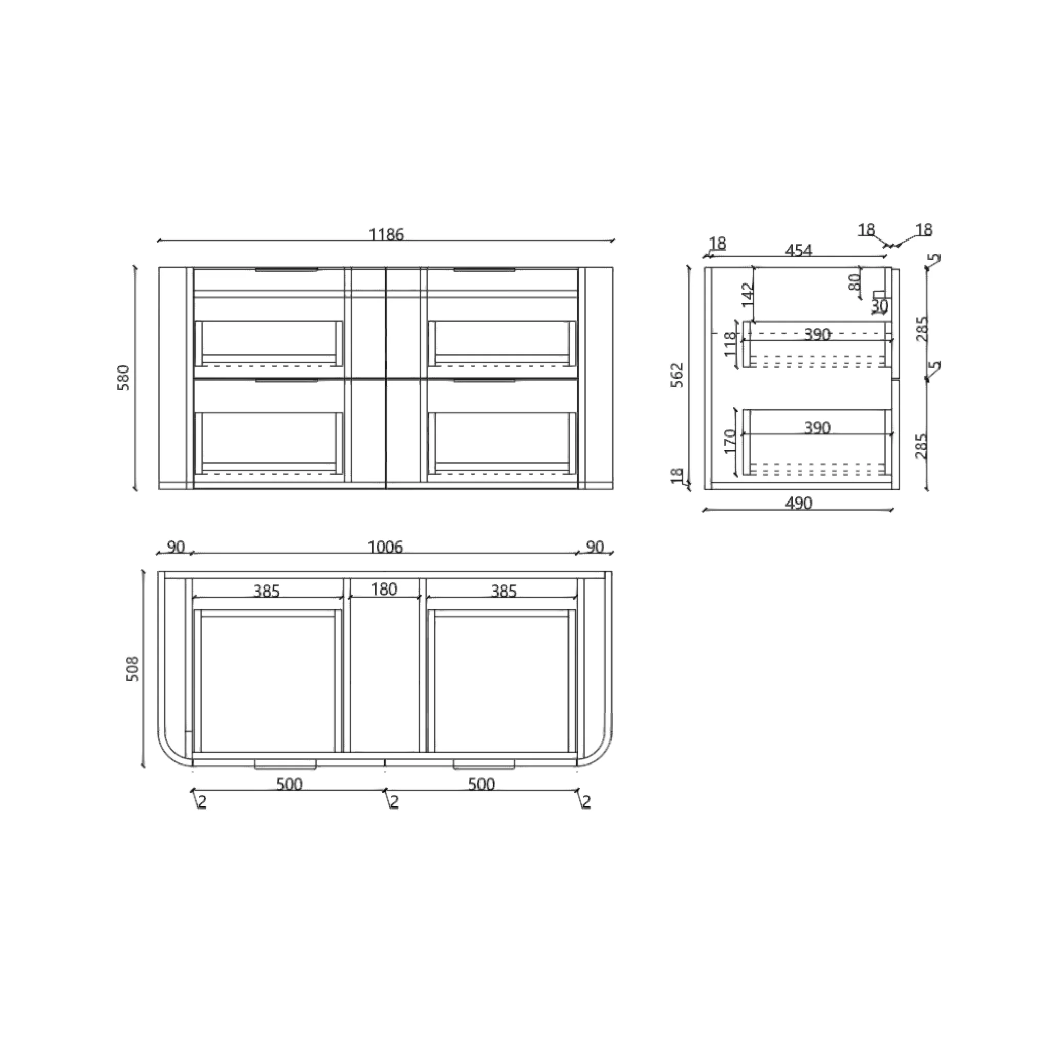 *Clearance* Tura Smooth 1200mm Curved Wall Hung Vanity Cabinet, Matte Black - Image 18