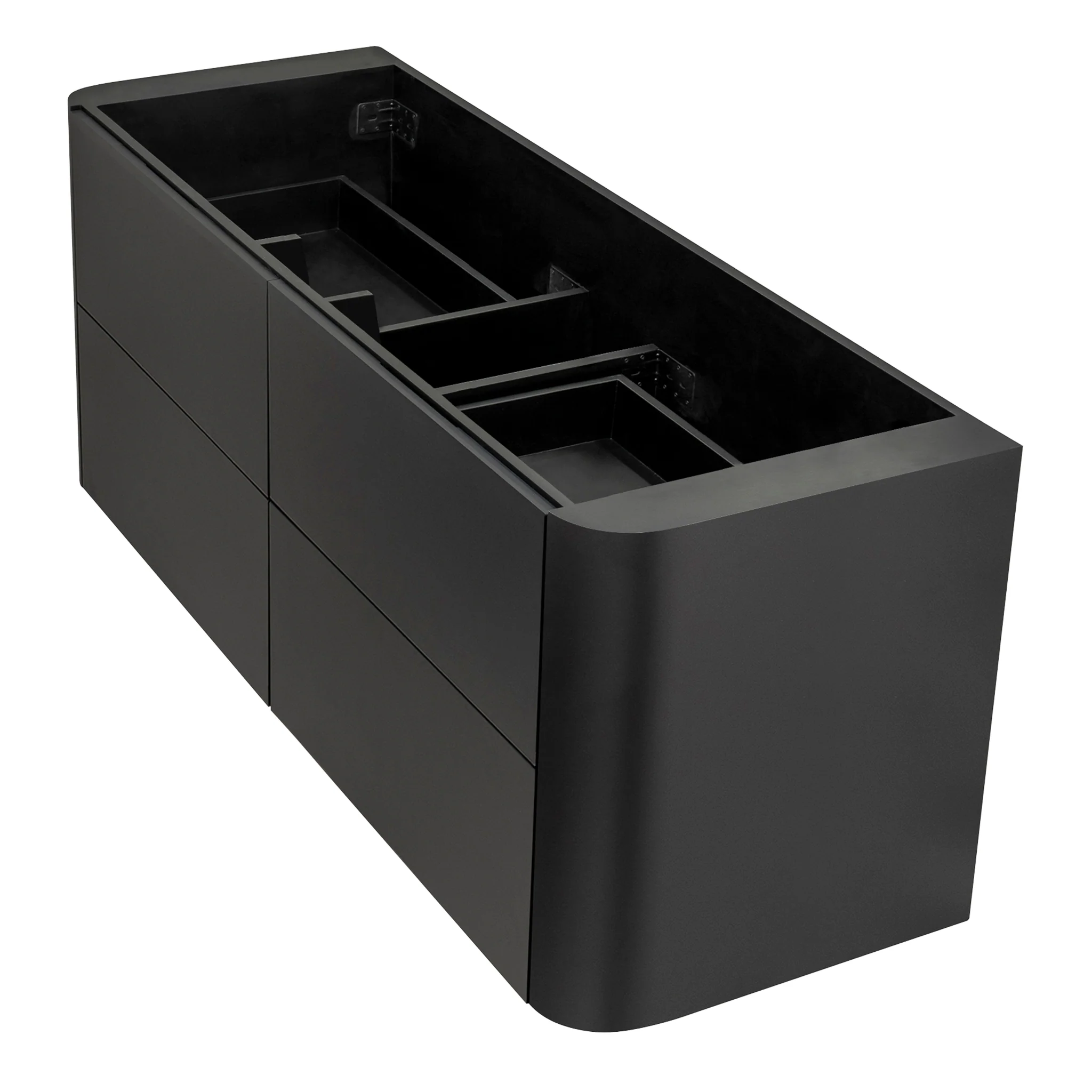 *Clearance* Tura Smooth 1500mm Curved Wall Hung Vanity Cabinet, Matte Black - Image 12