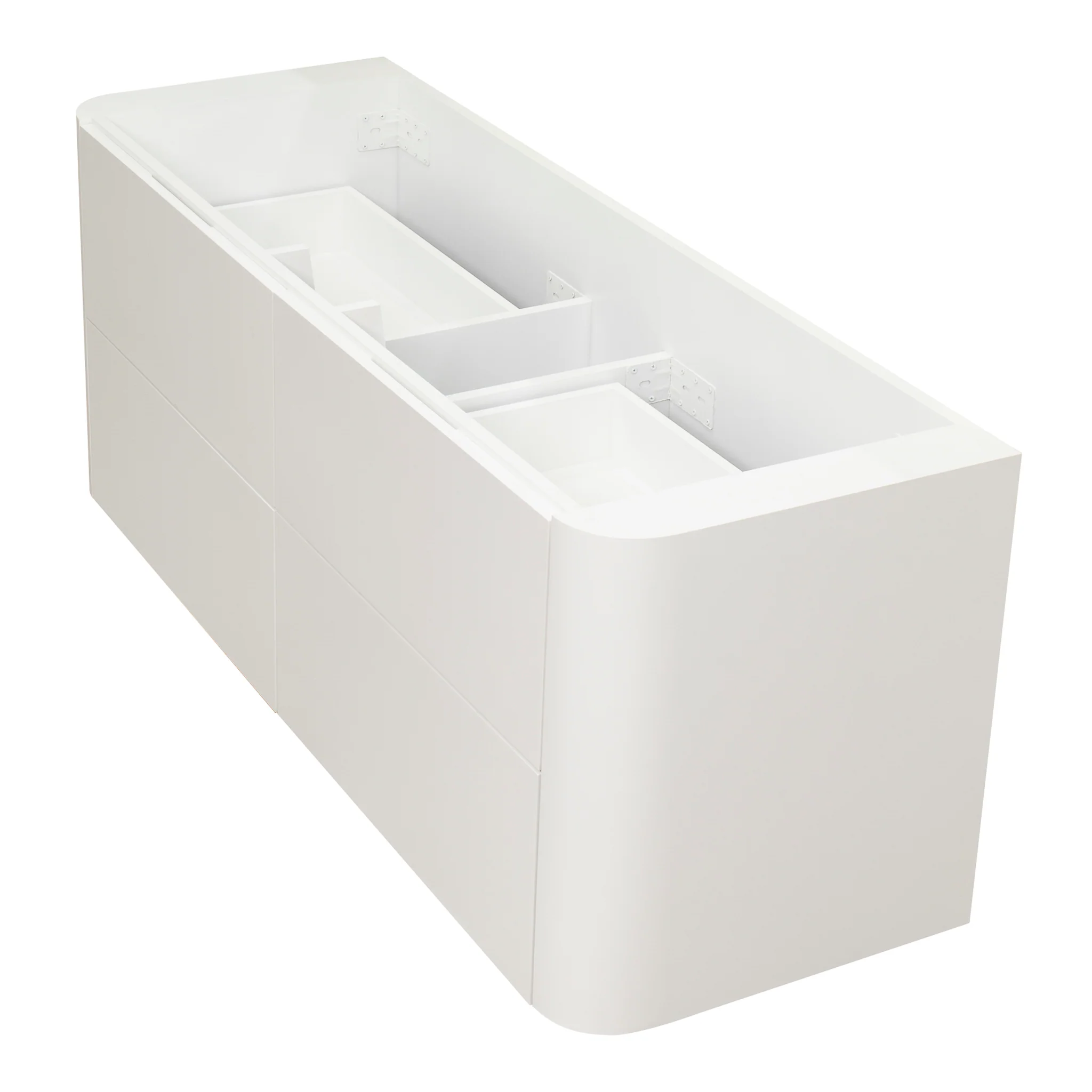 *Clearance* Tura Smooth 1500mm Curved Wall Hung Vanity Cabinet, Matte White - Image 13