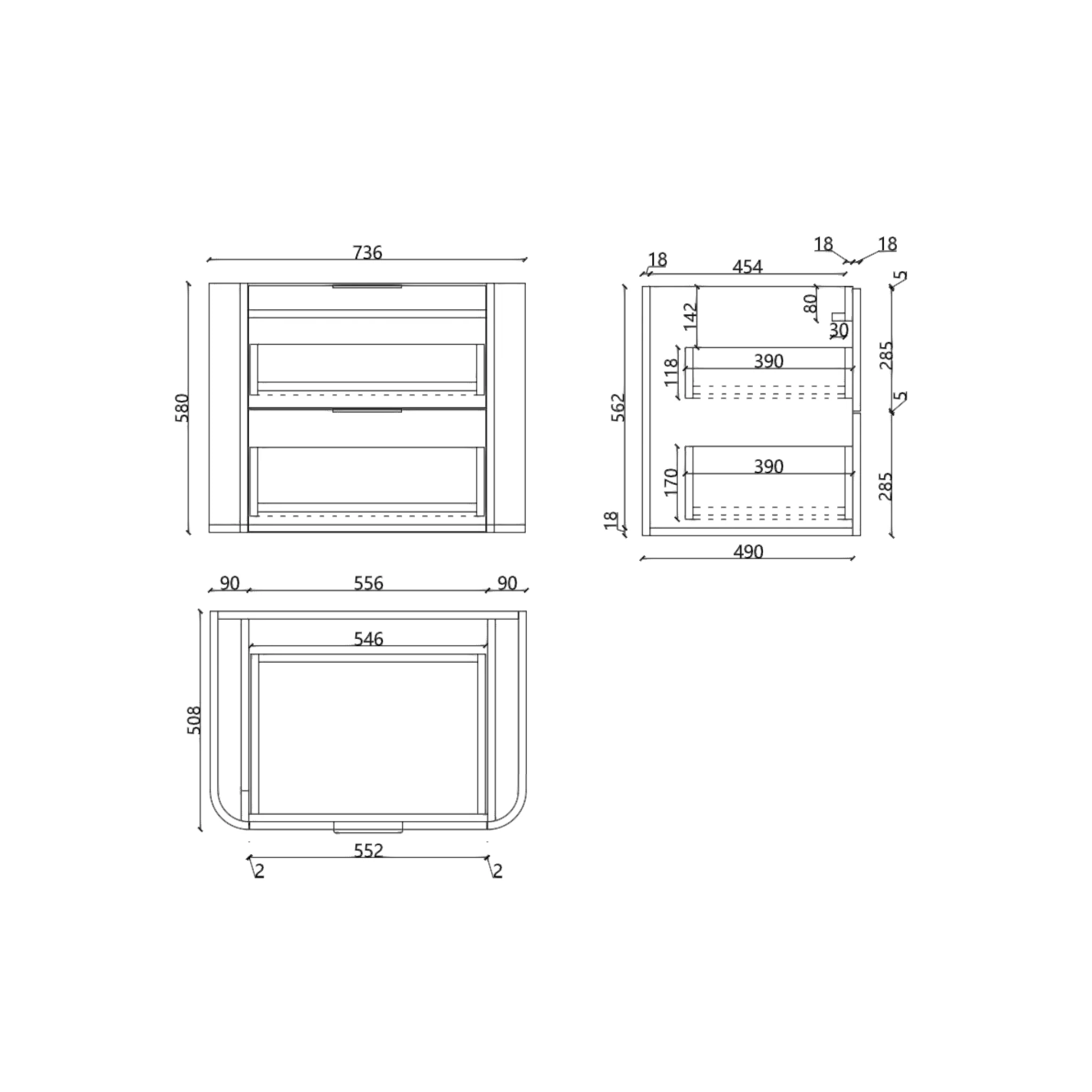 *Clearance* Tura Smooth 750mm Curved Wall Hung Vanity Cabinet, Matte White - Image 16