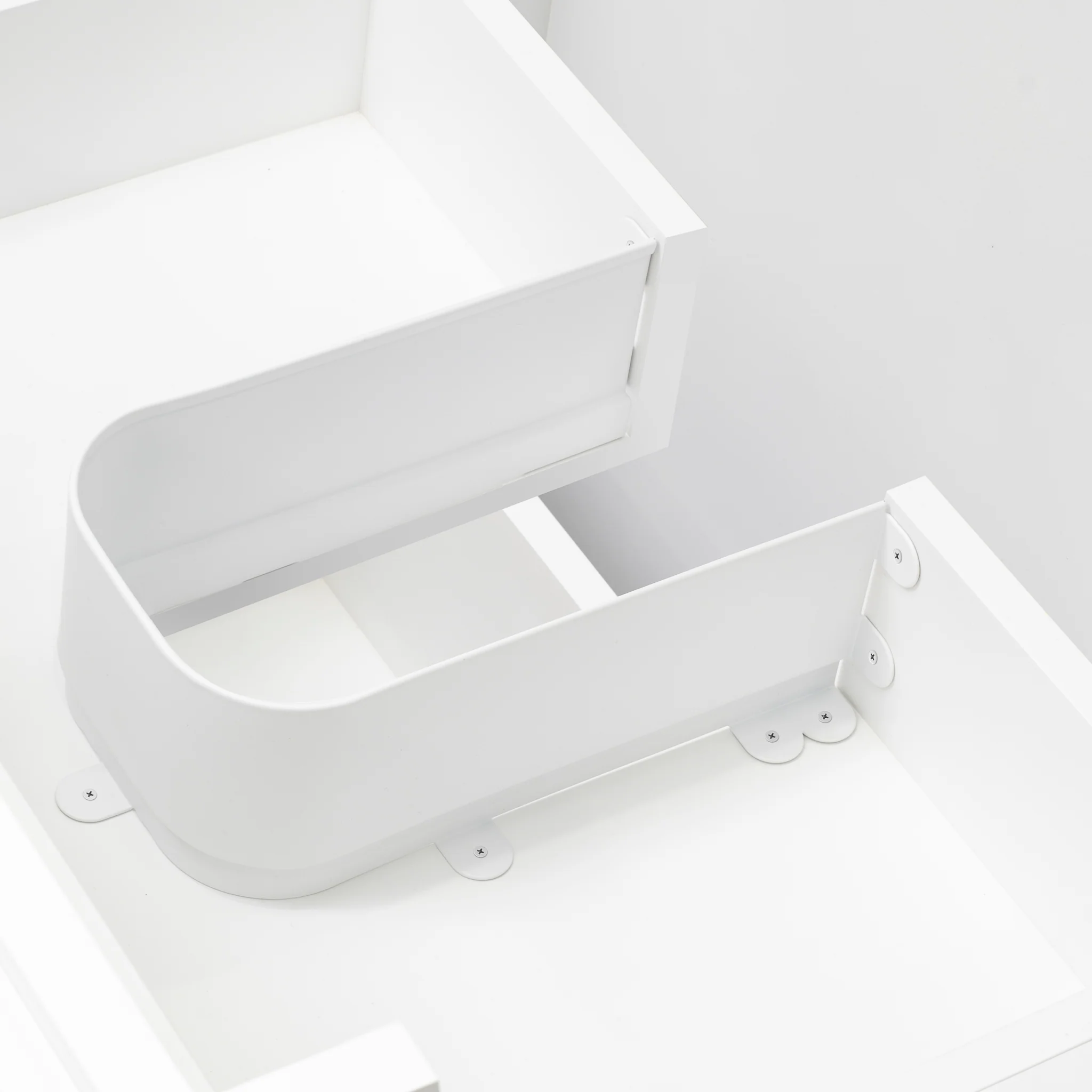 U Shaped Insert Aluminum Under Sink Vanity Drawer Cut Out for Plumbing, Matte White - Image 3