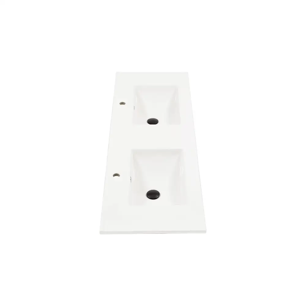 Una 1500mm Vanity Top with Double Integrated Sink and Overflow, Gloss White
