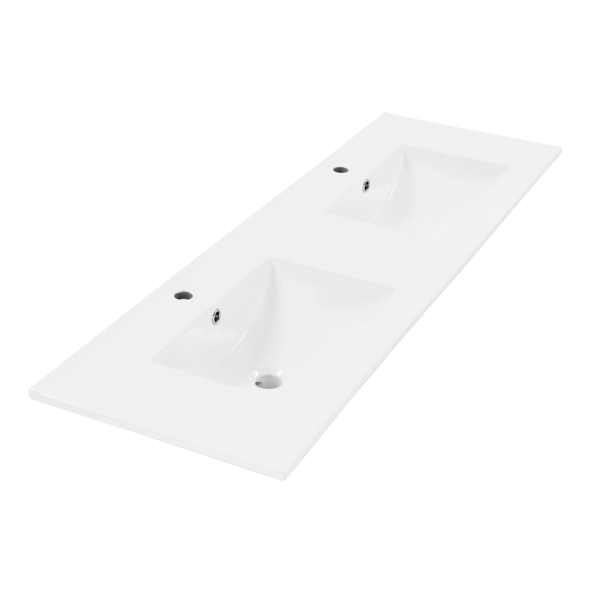 Una 1500mm Vanity Top with Double Integrated Sink and Overflow, Gloss White - Image 2