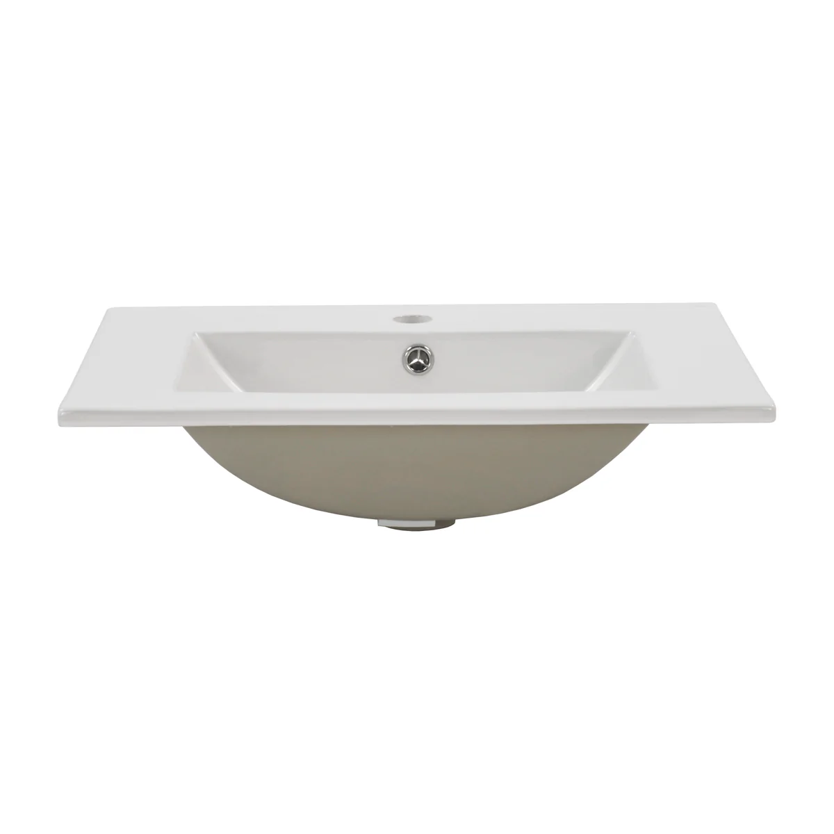 Una 600mm Vanity Top with Single Integrated Sink and Overflow, Gloss White - Image 3